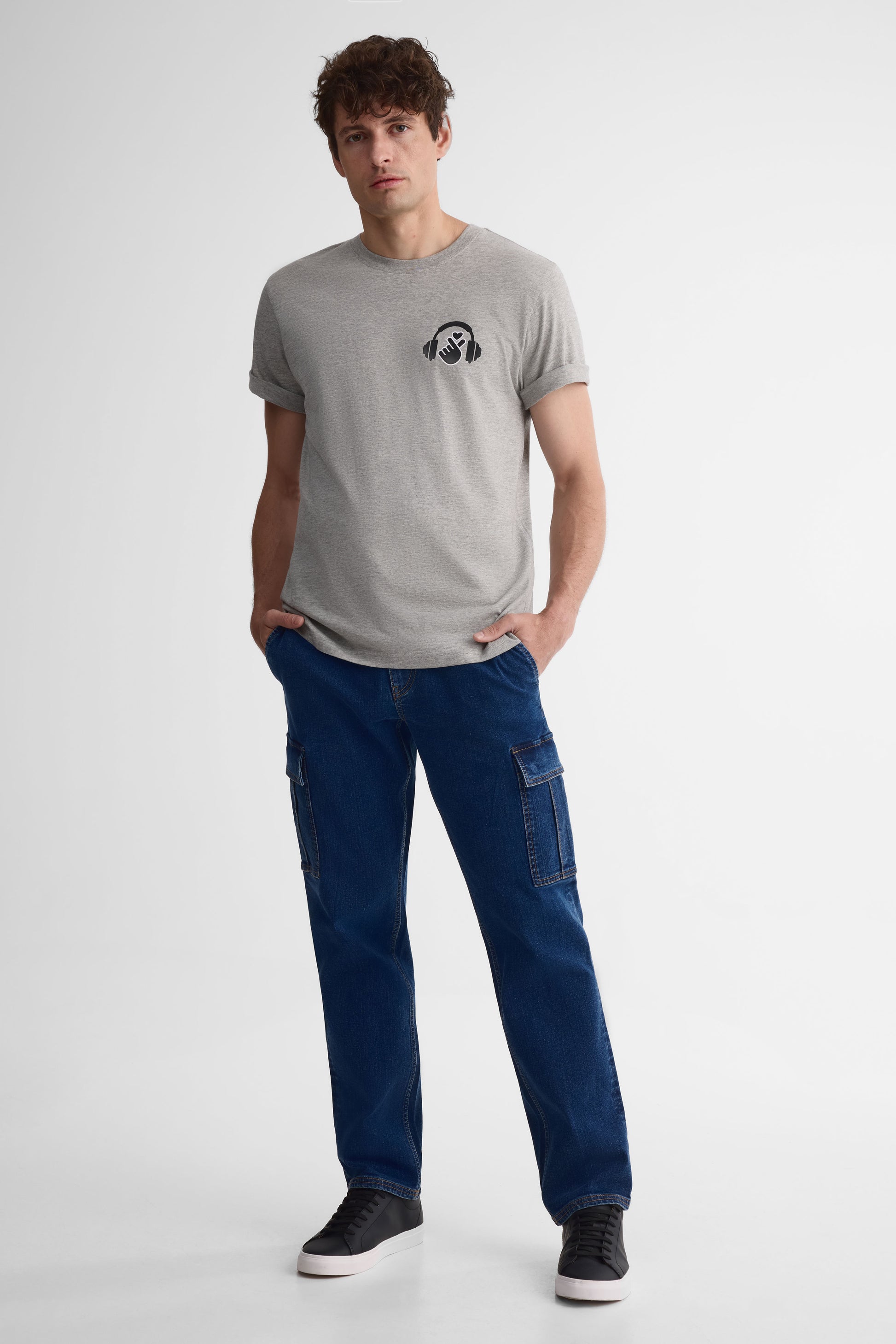 T-shirt col rond - Homme && GRIS MIXTE