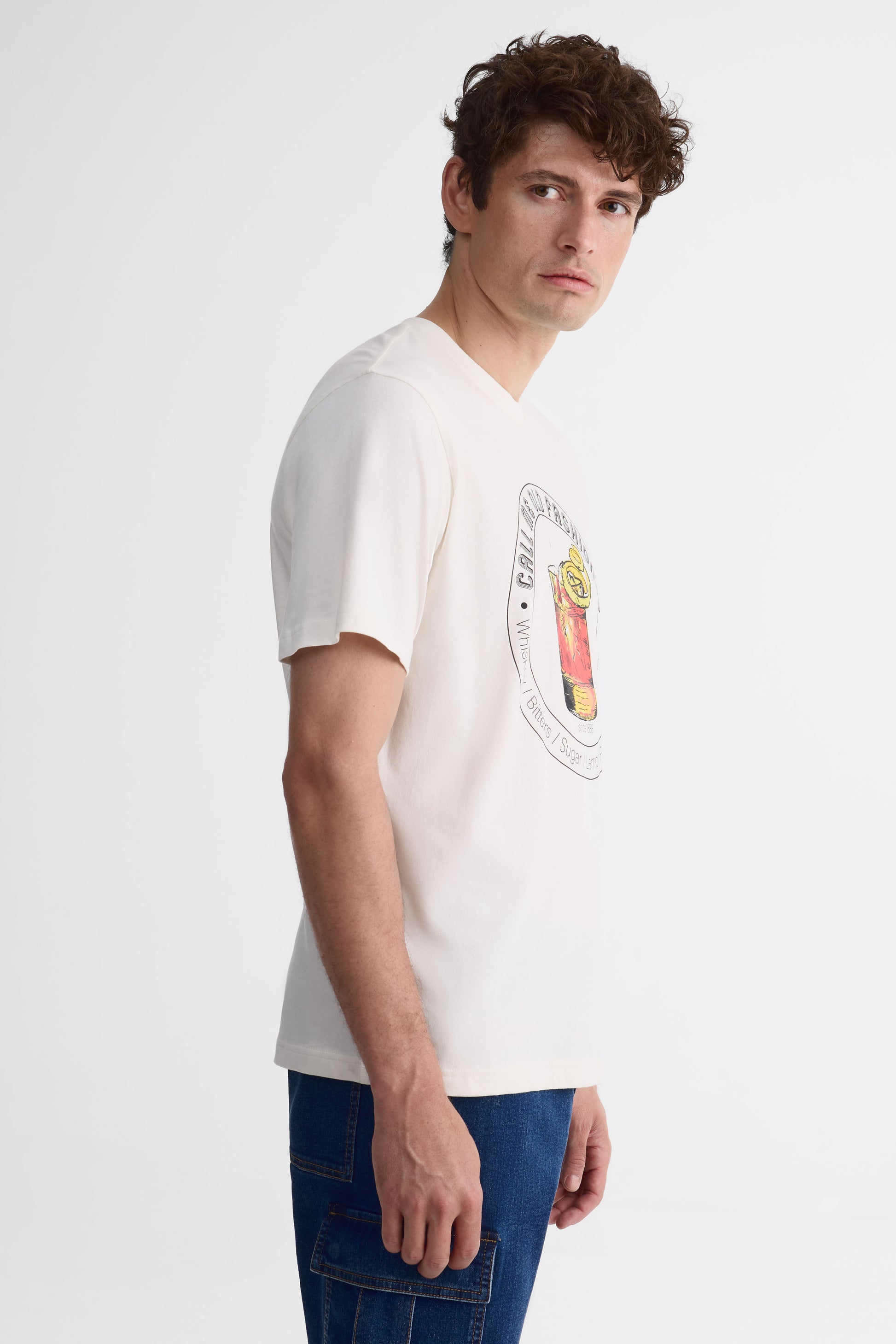 T-shirt col rond - Homme && BLANC CASSÉ