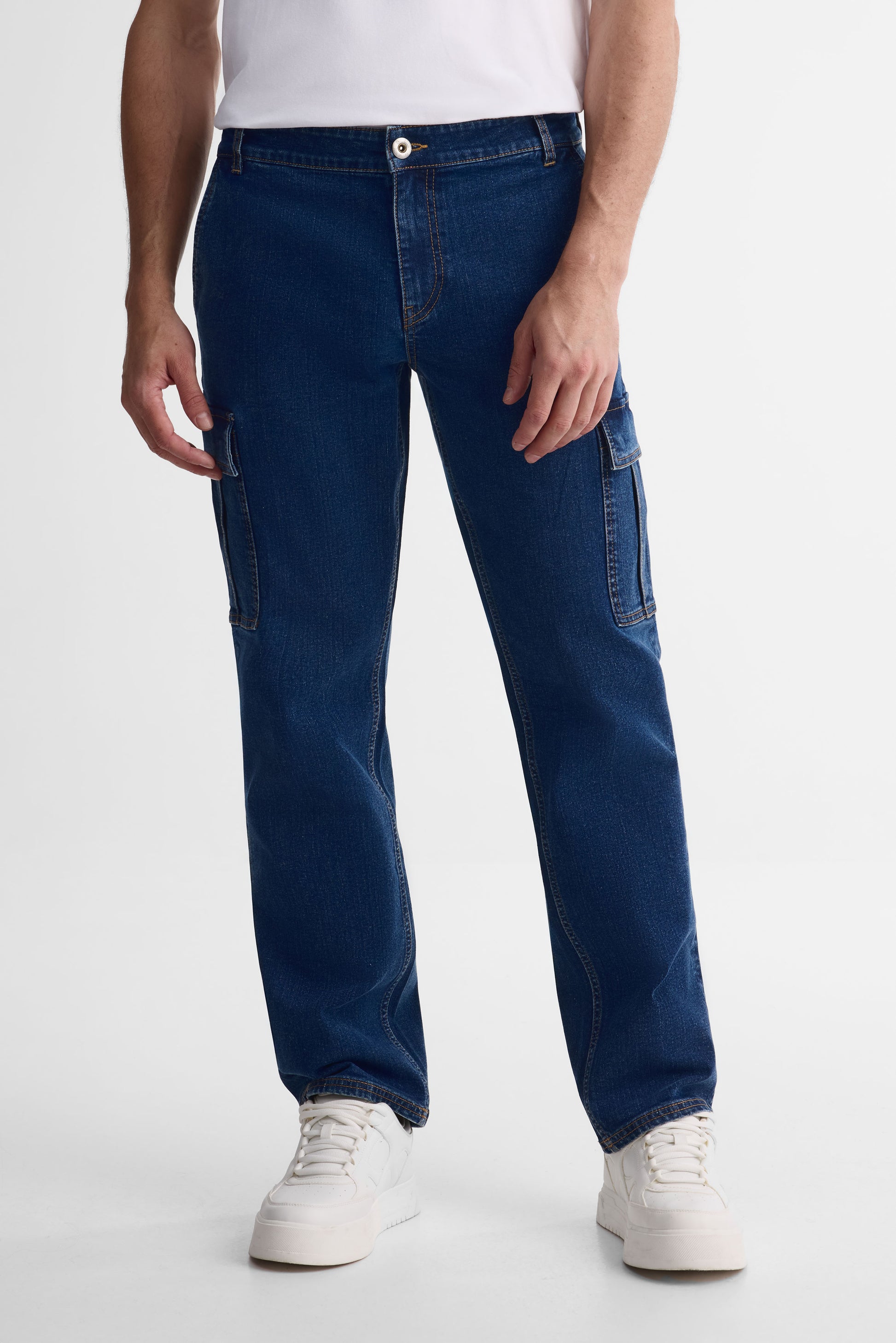 Jeans cargo jambe droite - Homme && DENIM MOYEN