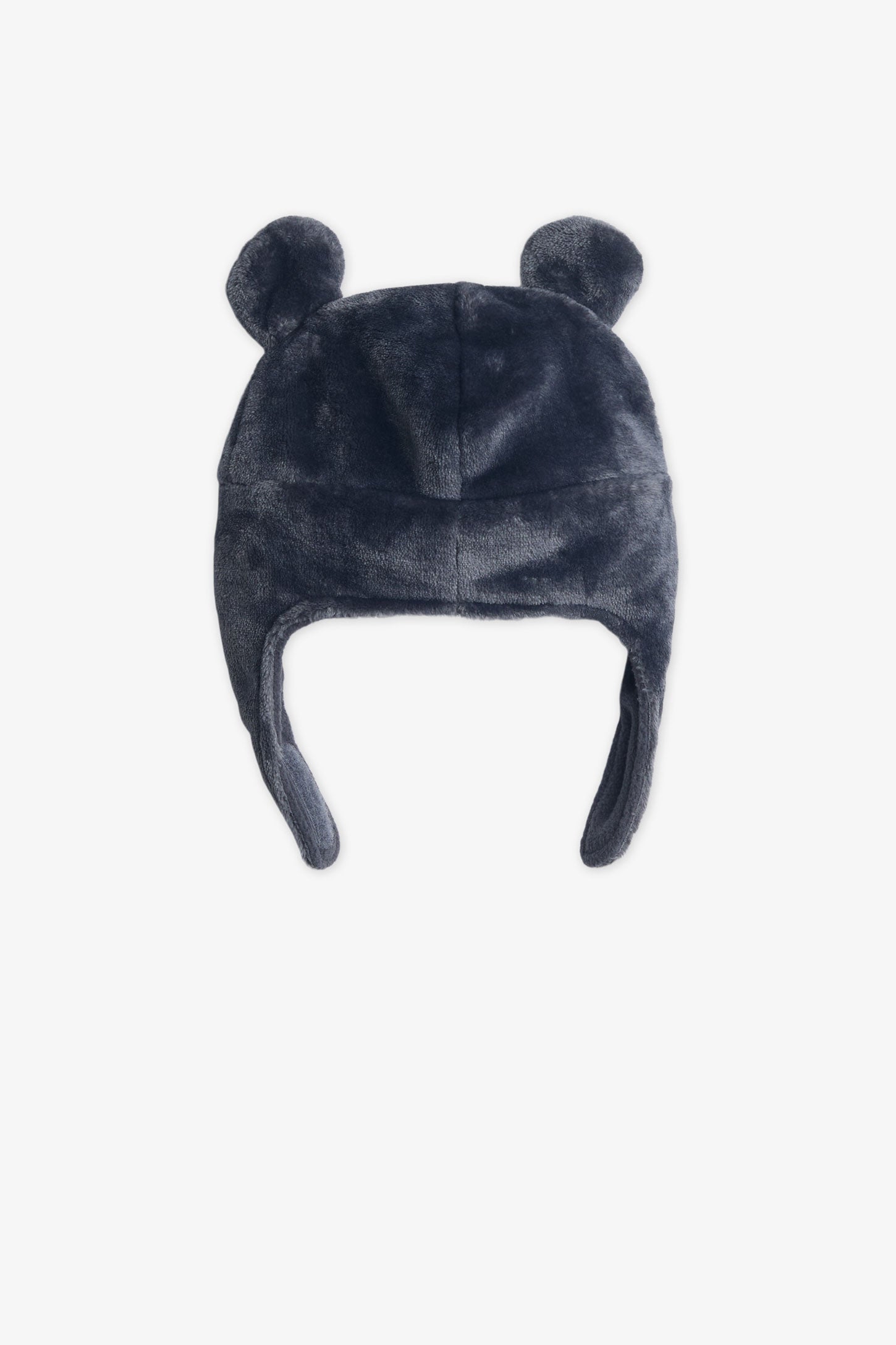 Tuque doublée en polar avec oreilles - Bébé garçon && CHARBON