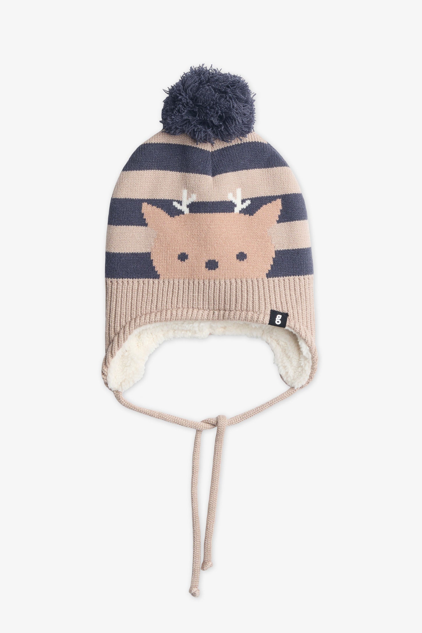 Tuque en tricot doublée sherpa - Bébé garçon && CHARBON
