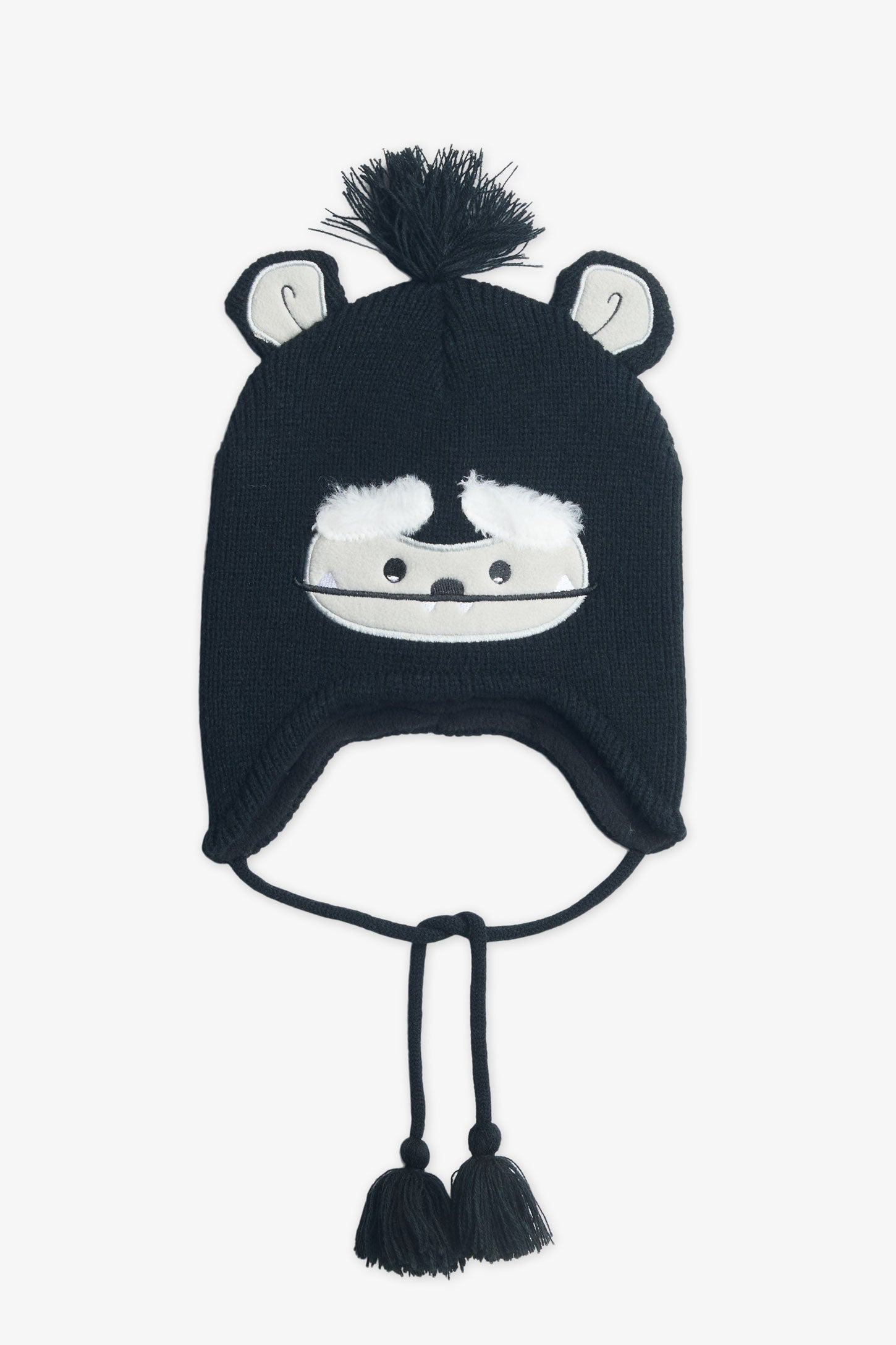 Tuque en tricot avec patch animal - Enfant garçon && NOIR