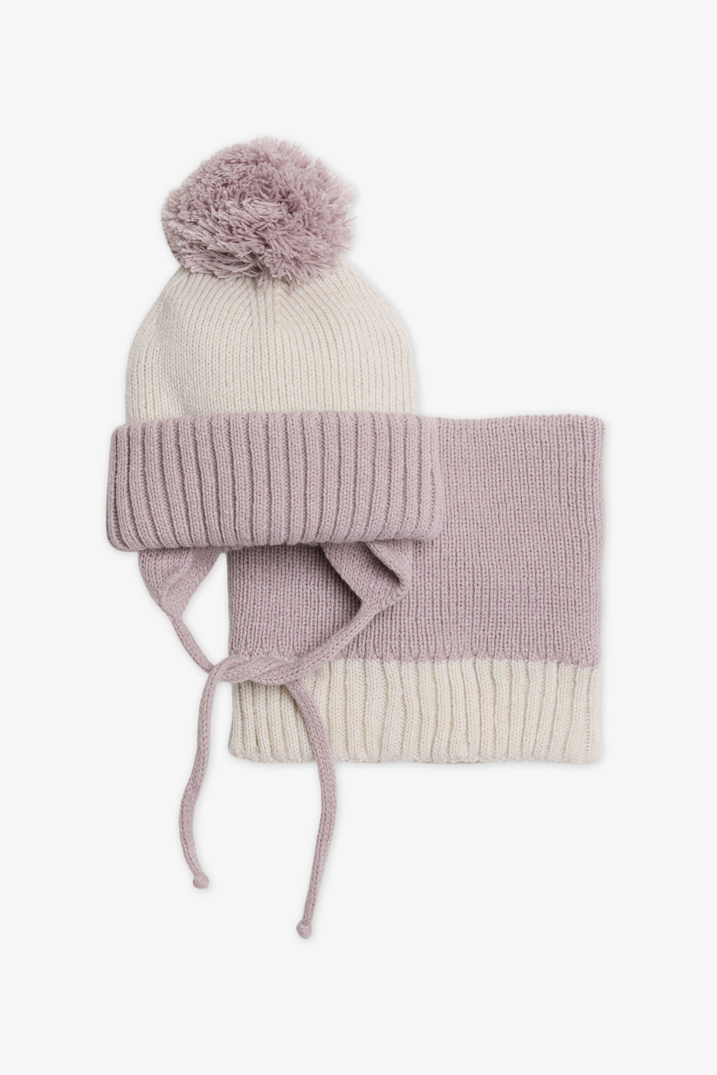Ensemble tricot tuque et tube - Bébé fille && BEIGE