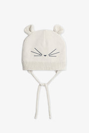 Tuque en tricot avec oreilles - Bébé fille && BEIGE