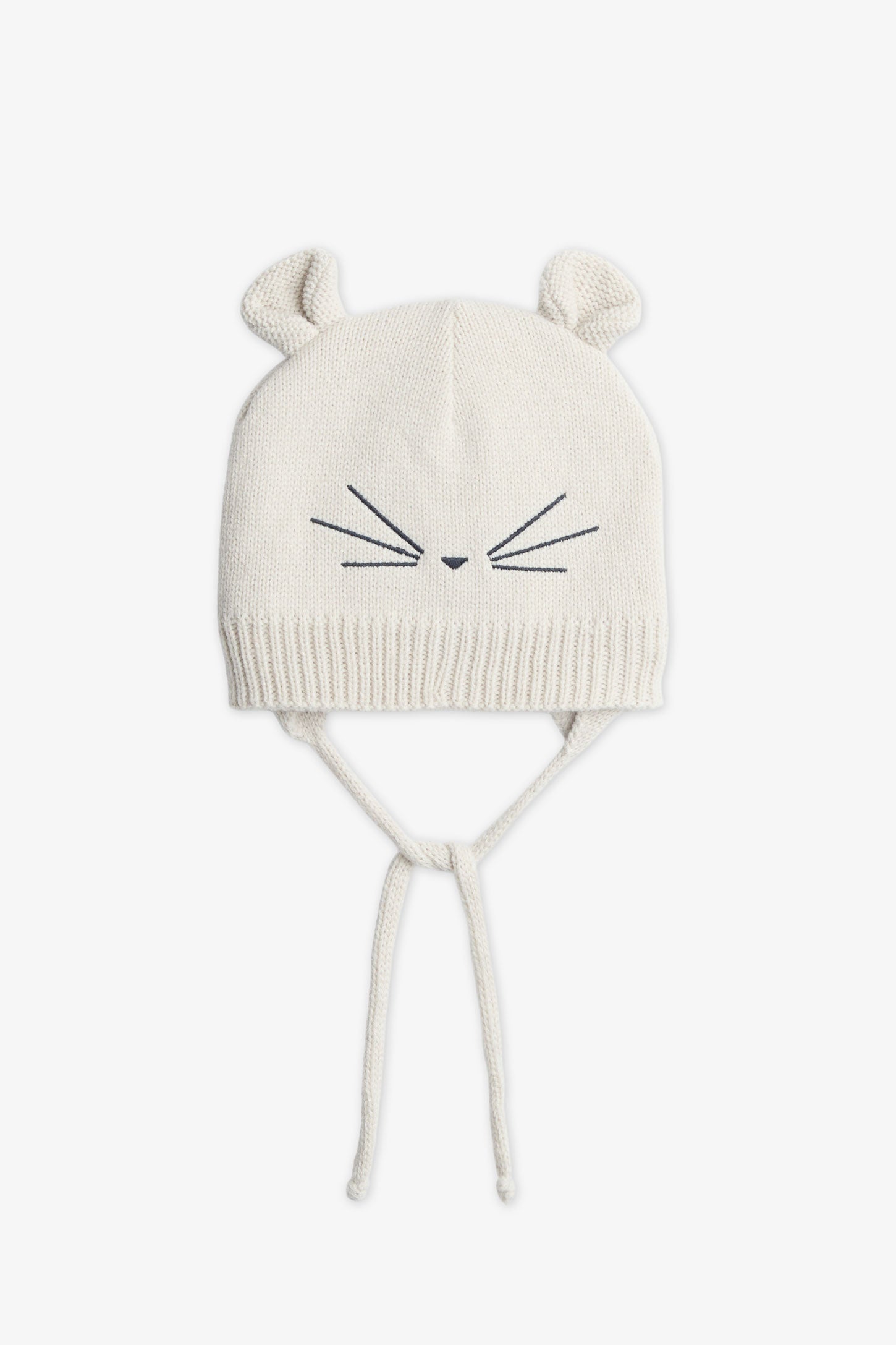 Tuque en tricot avec oreilles - Bébé fille && BEIGE