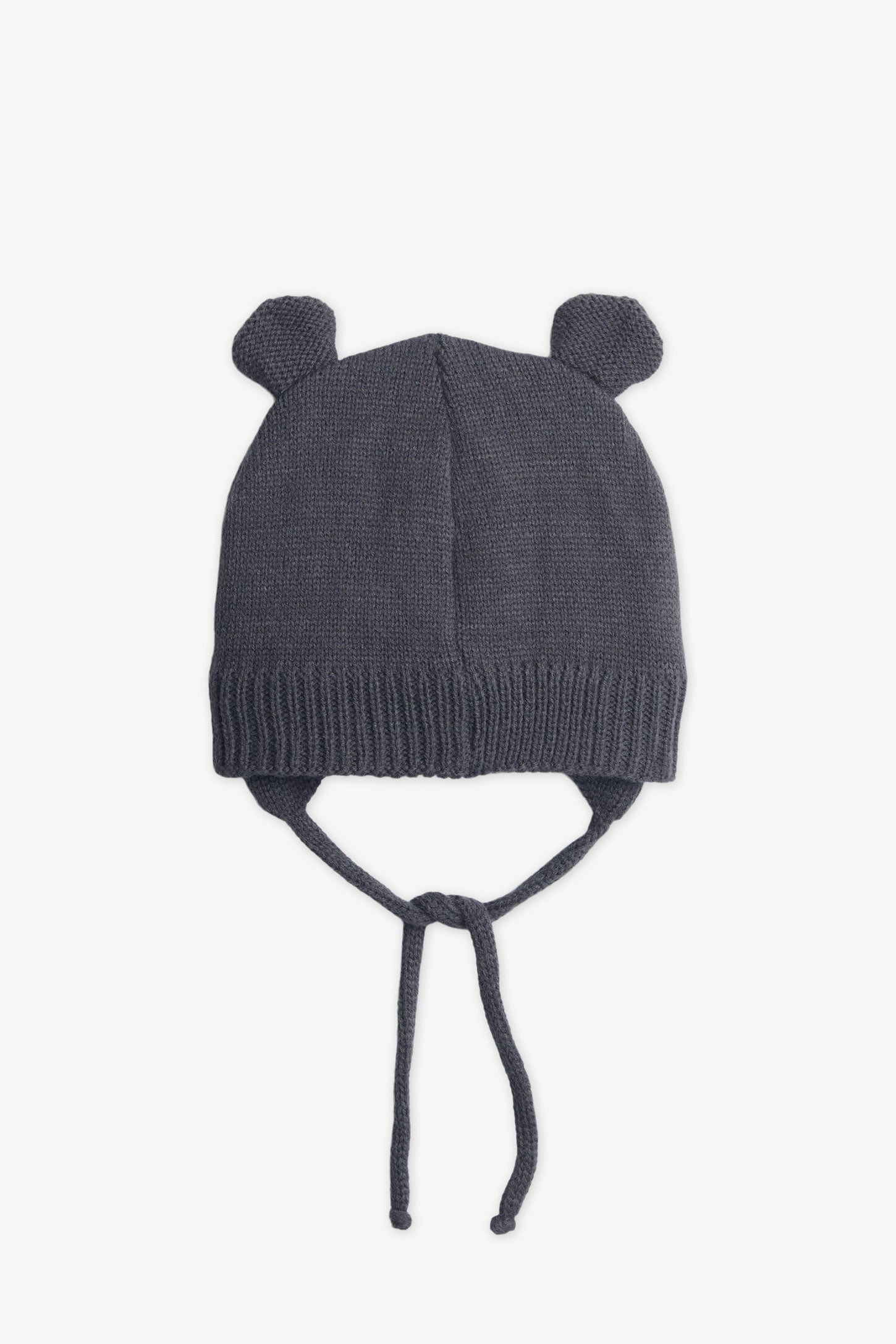 Tuque en tricot avec oreilles - Bébé fille && CHARBON