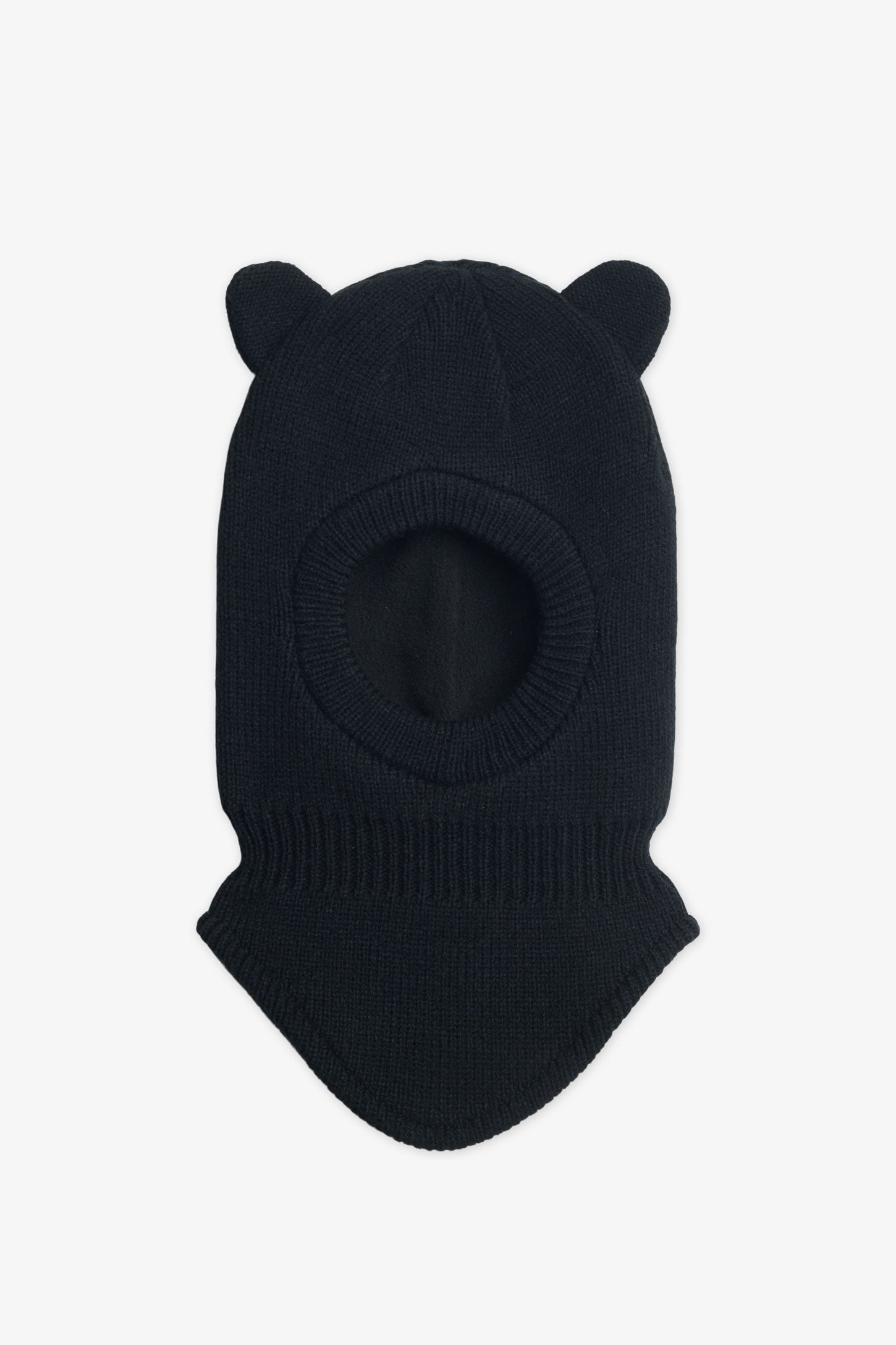 Cagoule en tricot doublée micro polar - Bébé fille && NOIR
