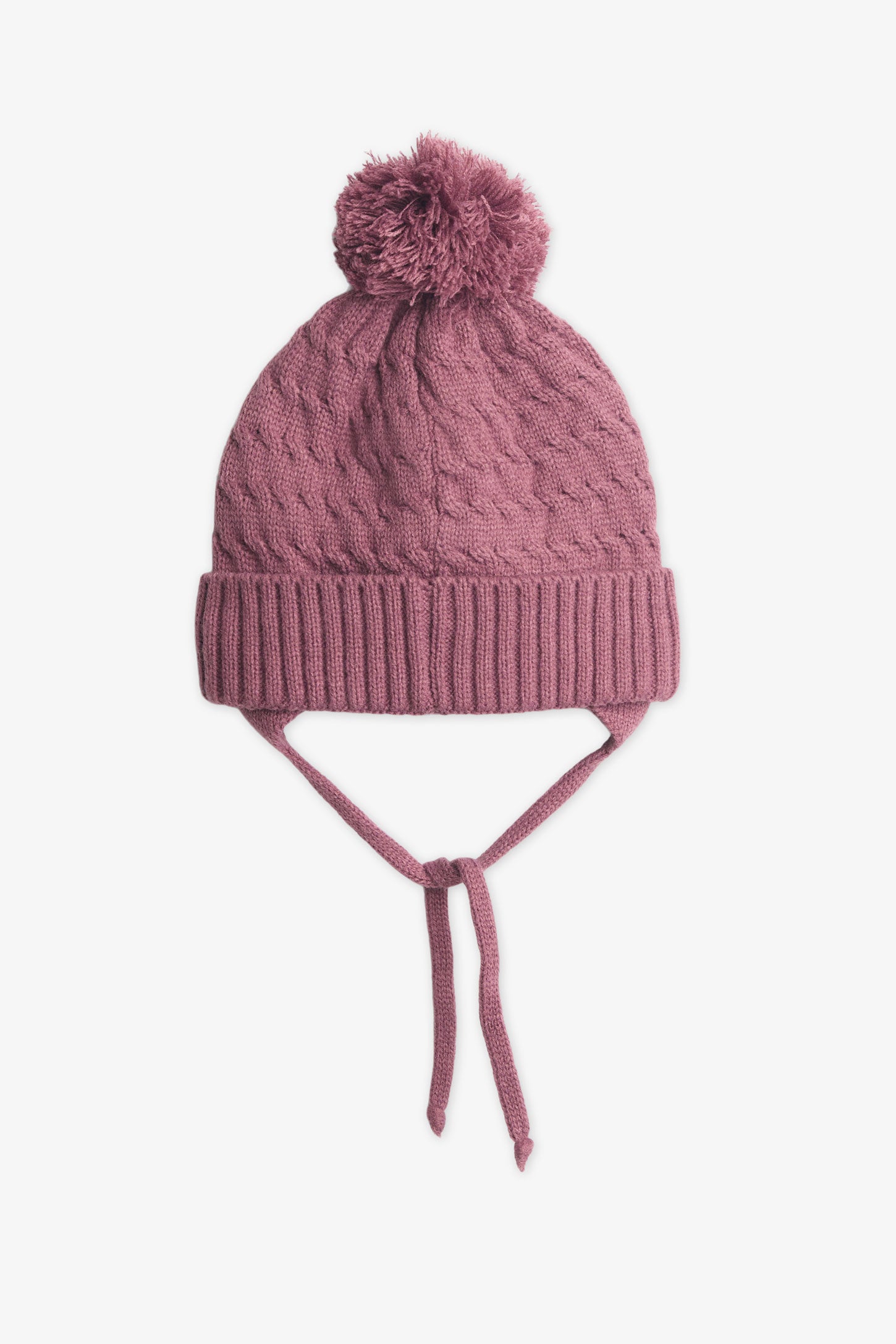 Tuque en tricot avec pompon - Bébé fille && ROUGE VIN