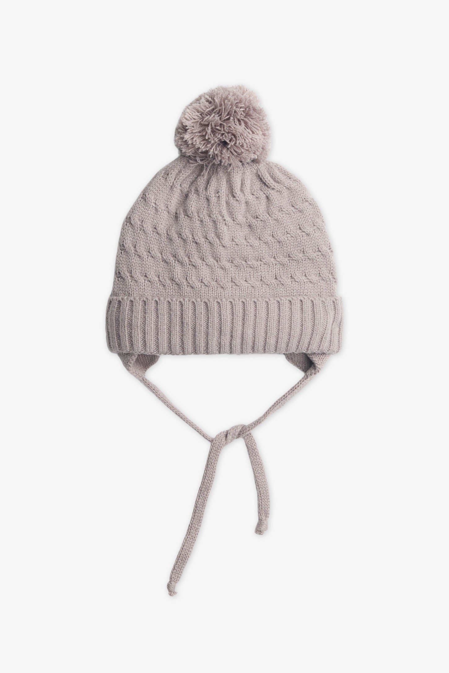 Tuque en tricot avec pompon - Bébé fille && BEIGE