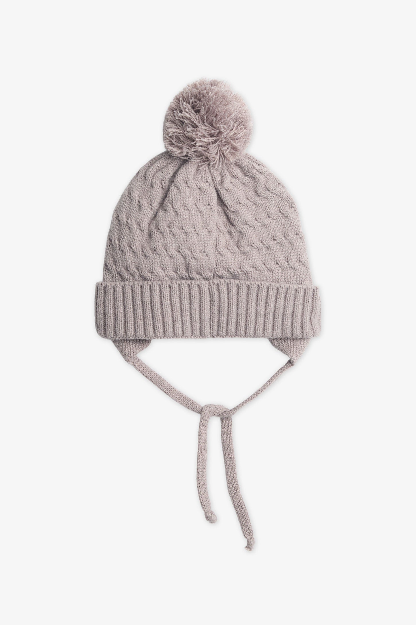 Tuque en tricot avec pompon - Bébé fille && BEIGE