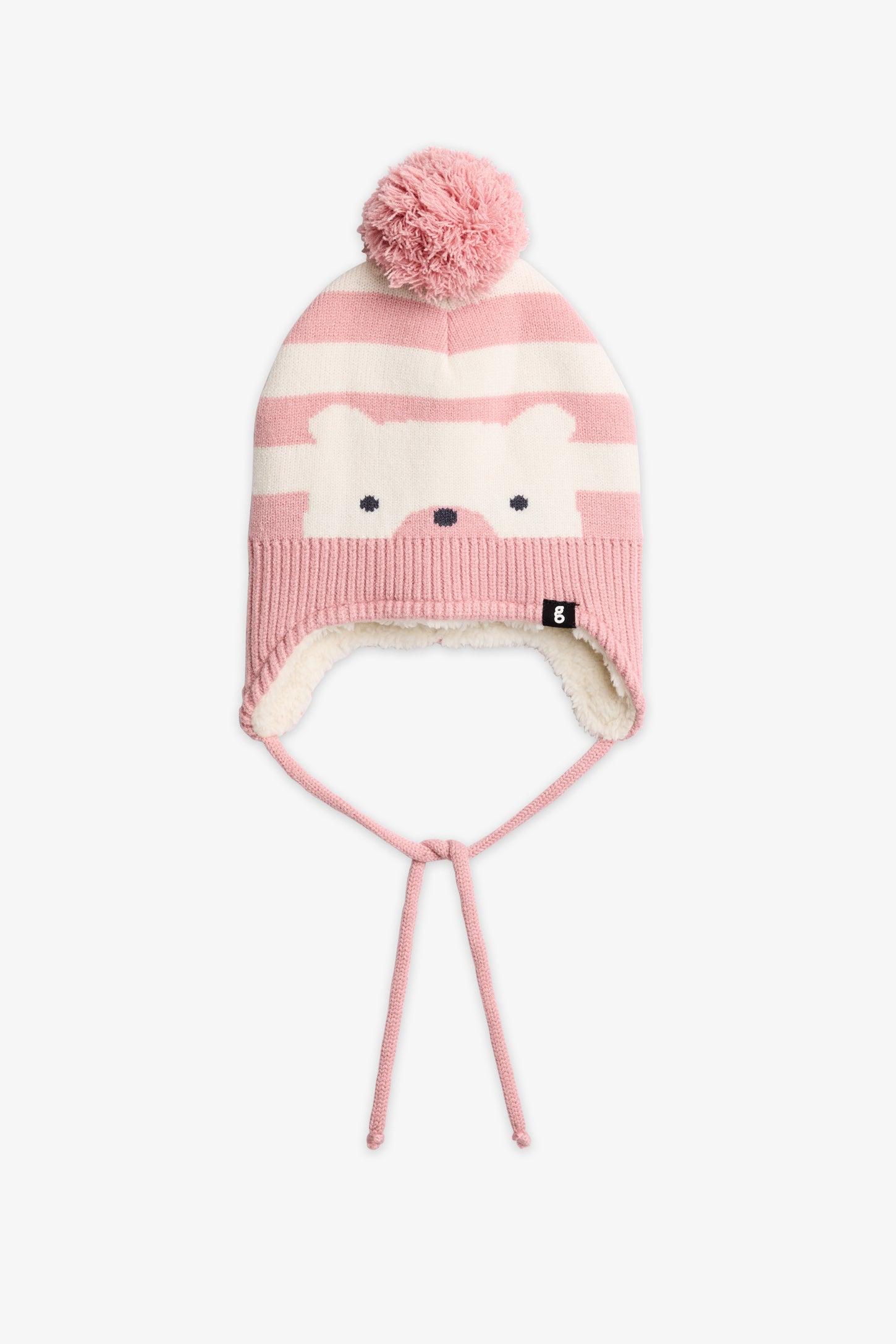 Tuque en tricot doublée sherpa – Bébé fille && ROSE PALE