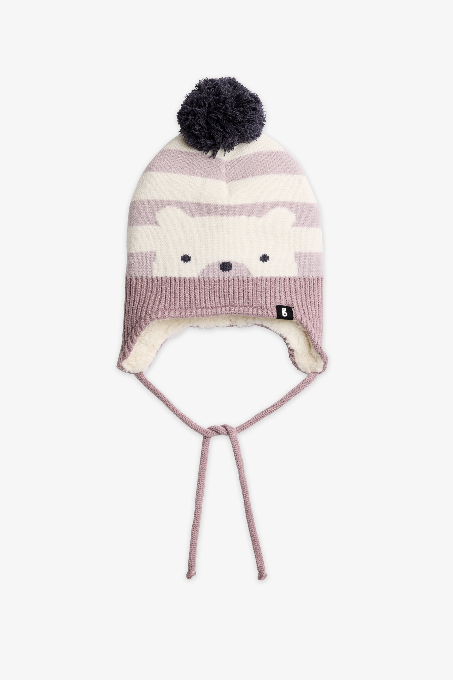 Tuque en tricot doublée sherpa – Bébé fille && LILAS