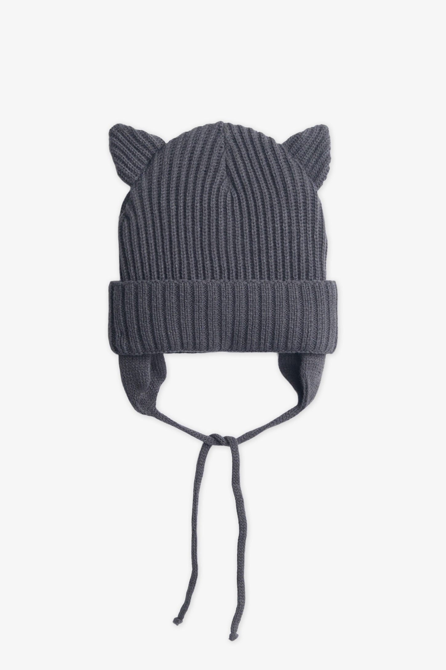 Tuque en tricot avec oreilles décoratives - Enfant fille && CHARBON