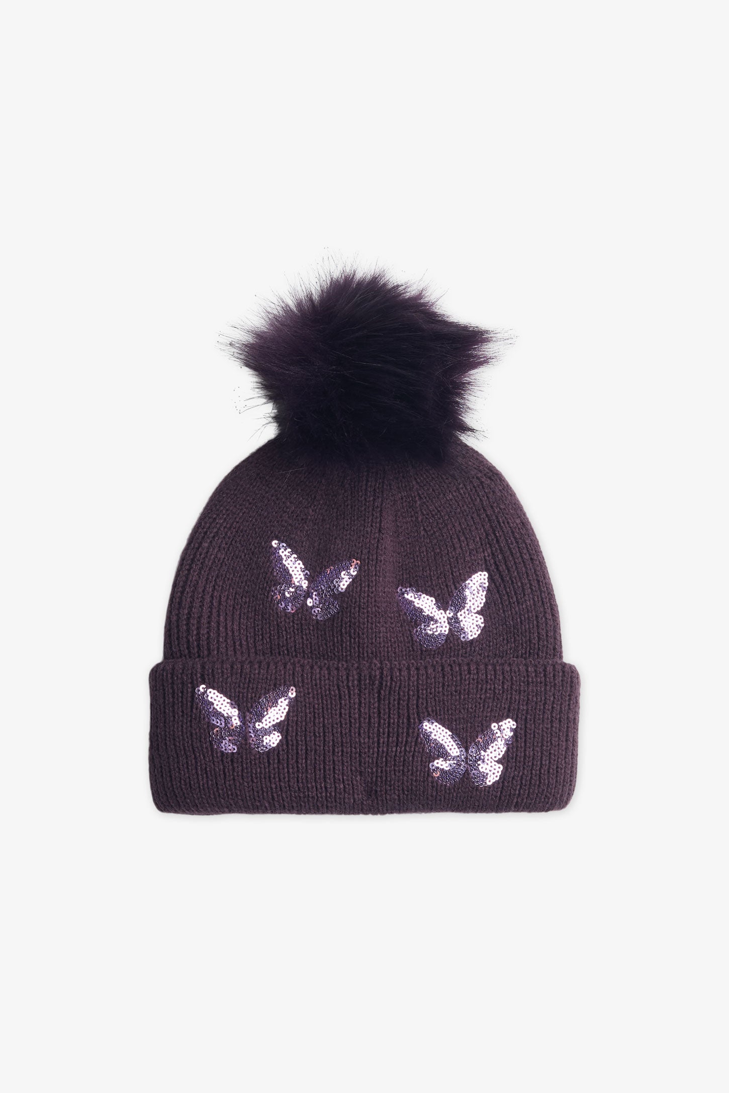 Tuque cloche en tricot avec pompons - Enfant fille && PRUNE