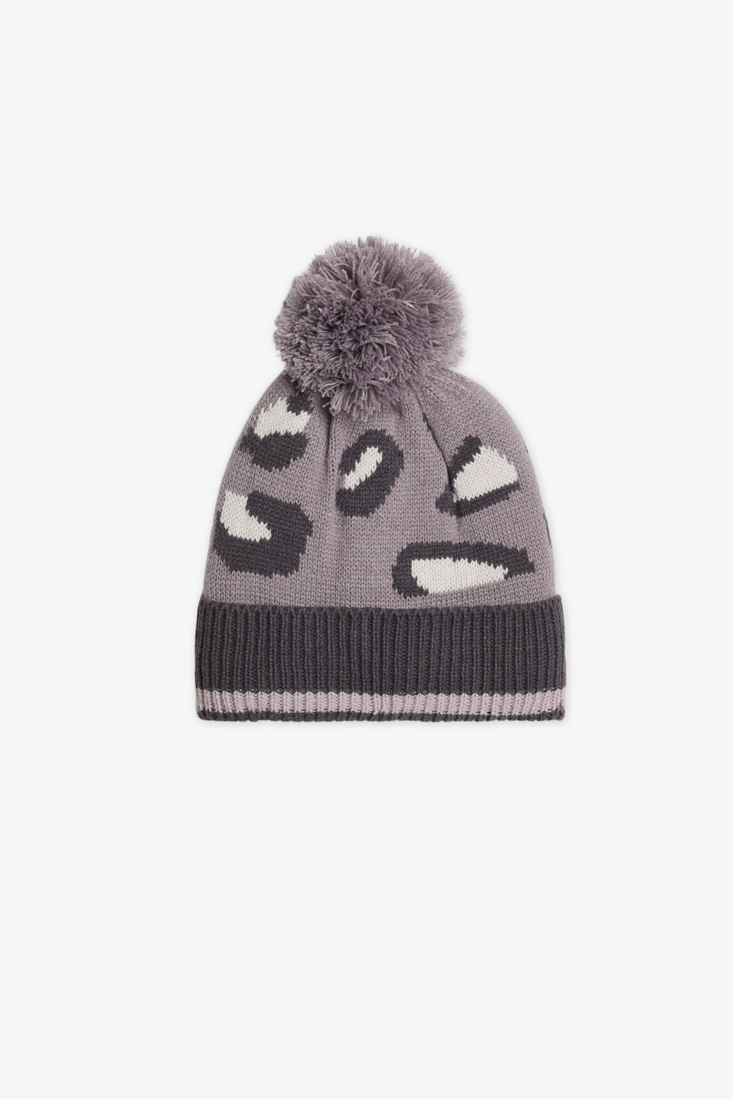 Tuque cloche en tricot imprimé animal - Enfant fille && GRIS MULTI