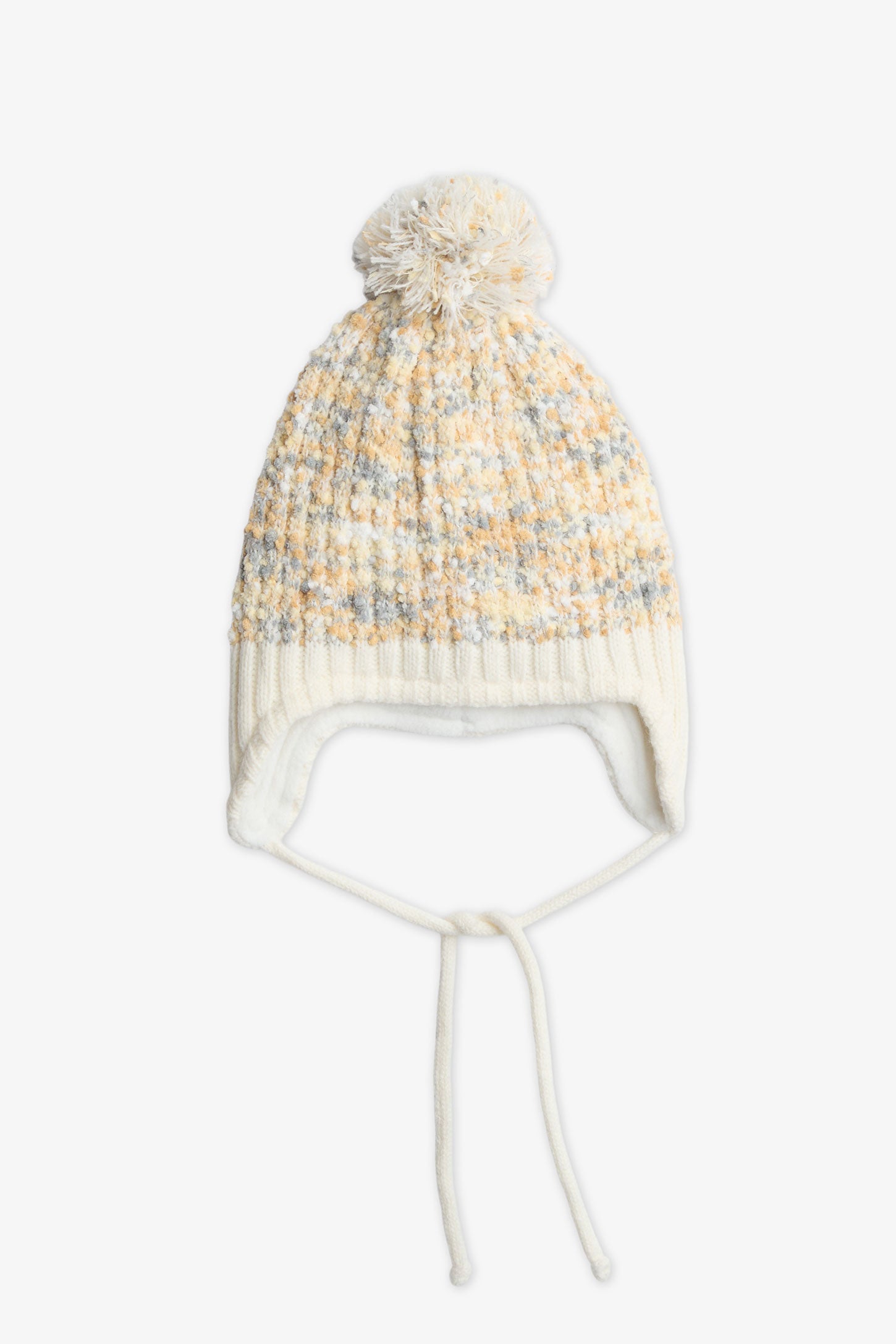 Tuque en tricot avec pompons - Enfant fille && BEIGE
