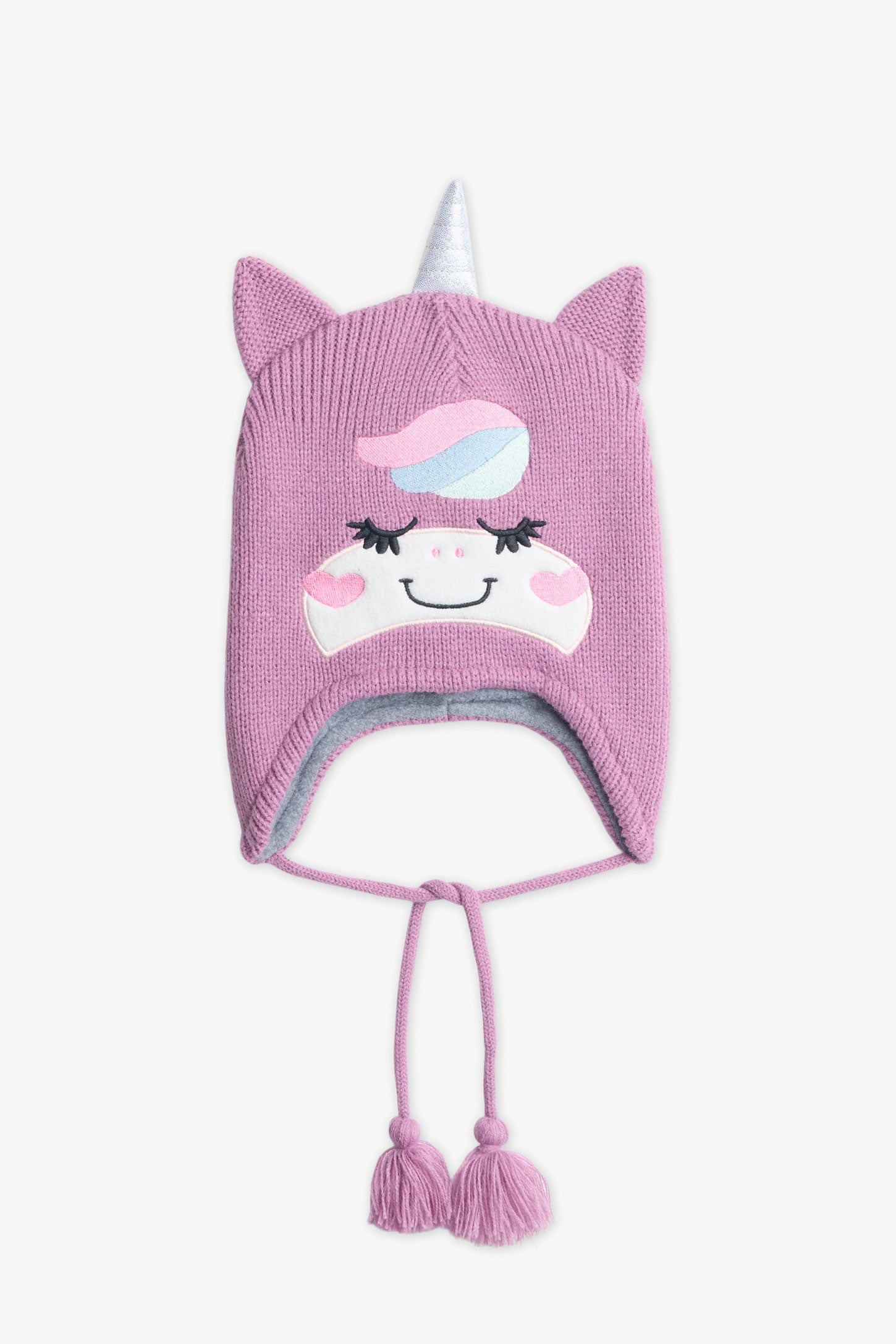 Tuque en tricot doublée micropolar - Enfant fille && MAUVE