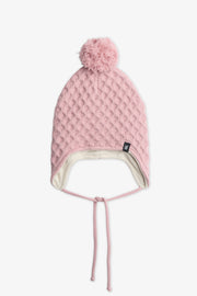 Tuque en tricot avec pompom - Enfant fille && VIEUX ROSE