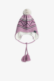 Tuque en tricot jacquard avec pompons - Enfant fille && MAUVE/MULTI
