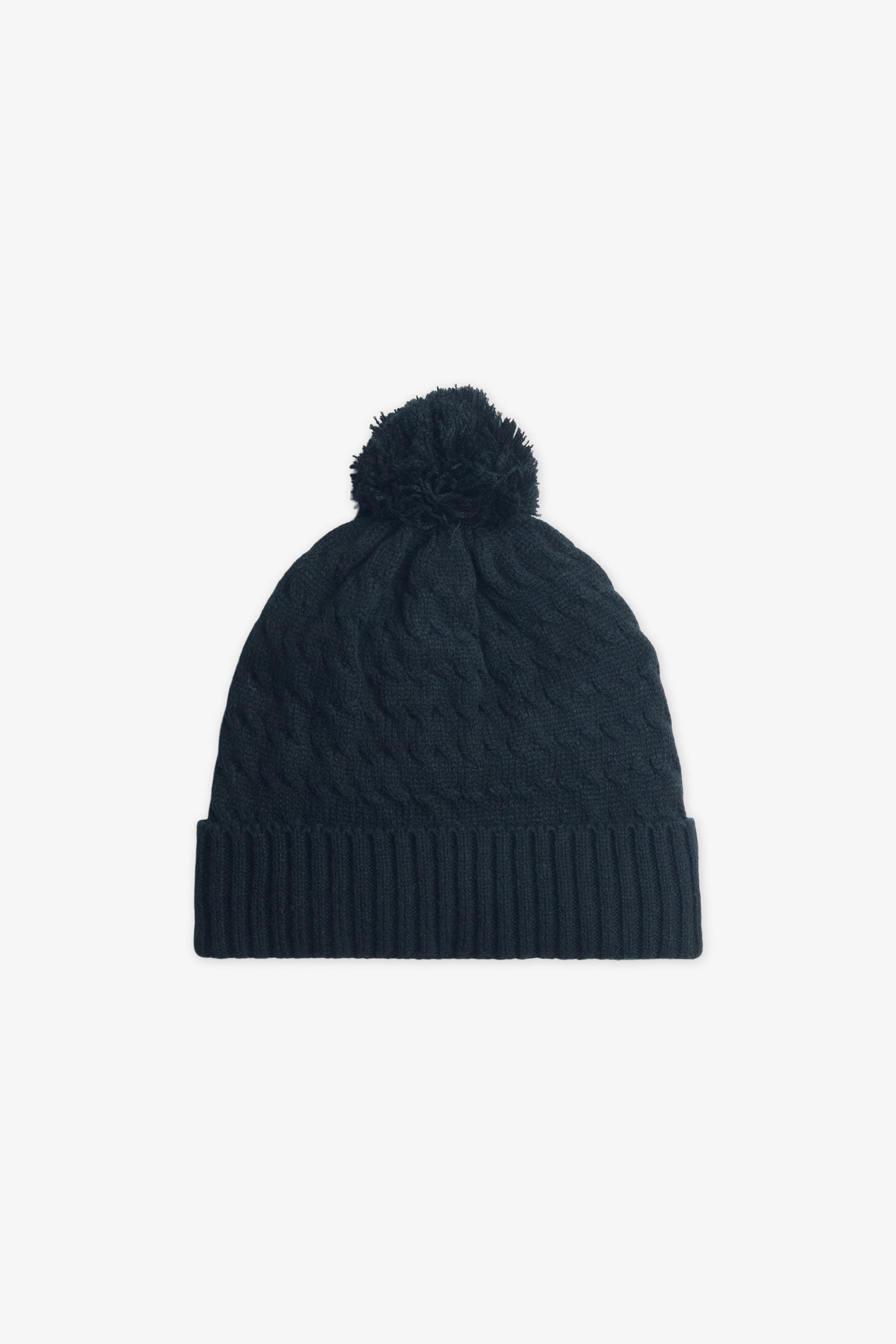 Tuque en tricot câblée avec pompom - Ado fille && NOIR
