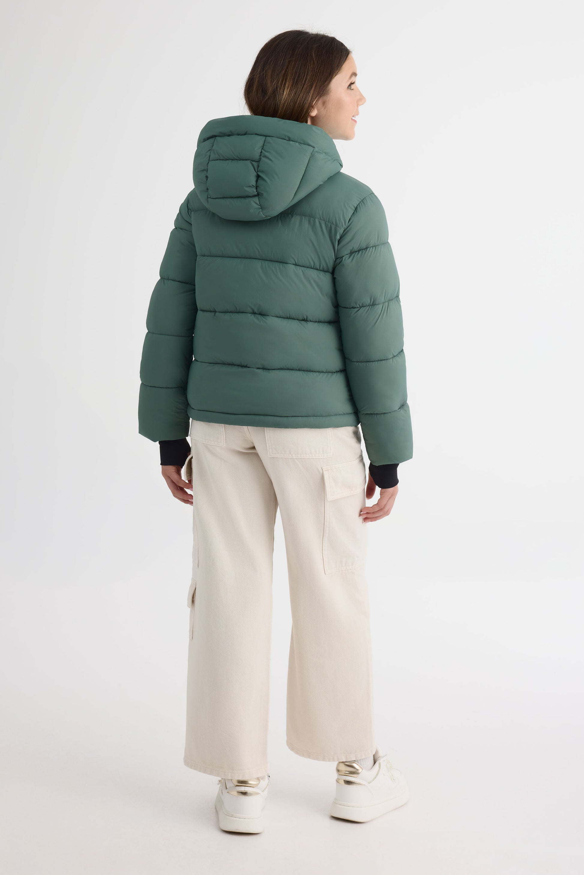 Manteau isolé style puffer - Ado fille && VERT