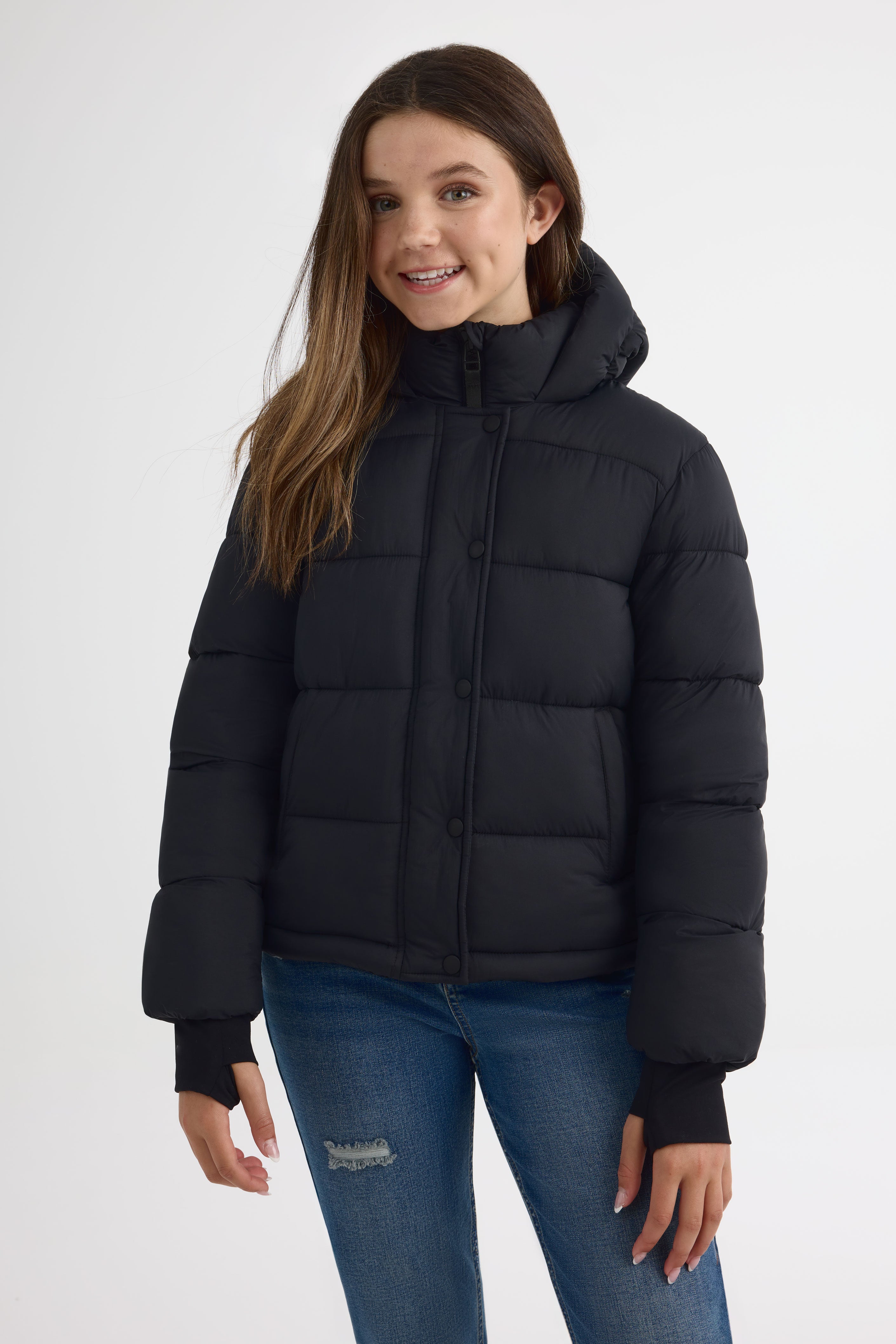 Manteau isolé style puffer - Ado fille && NOIR