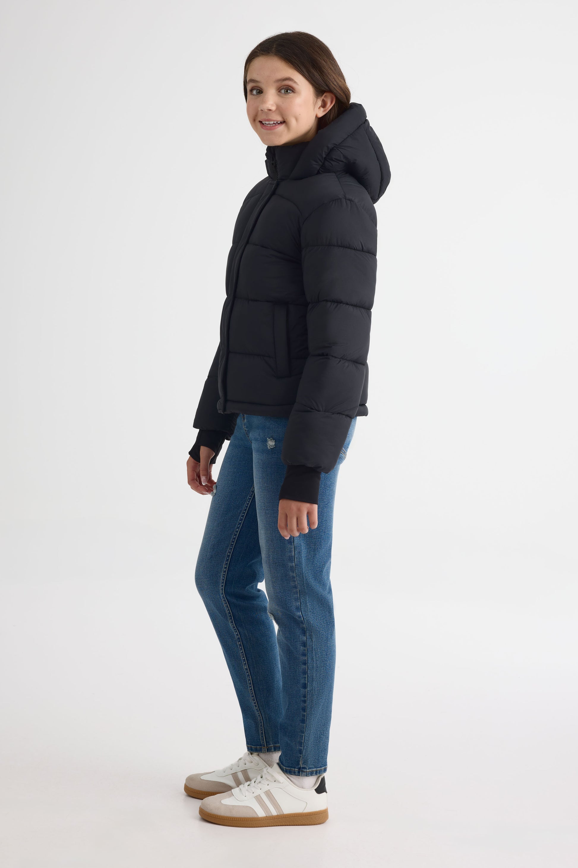 Manteau isolé style puffer - Ado fille && NOIR