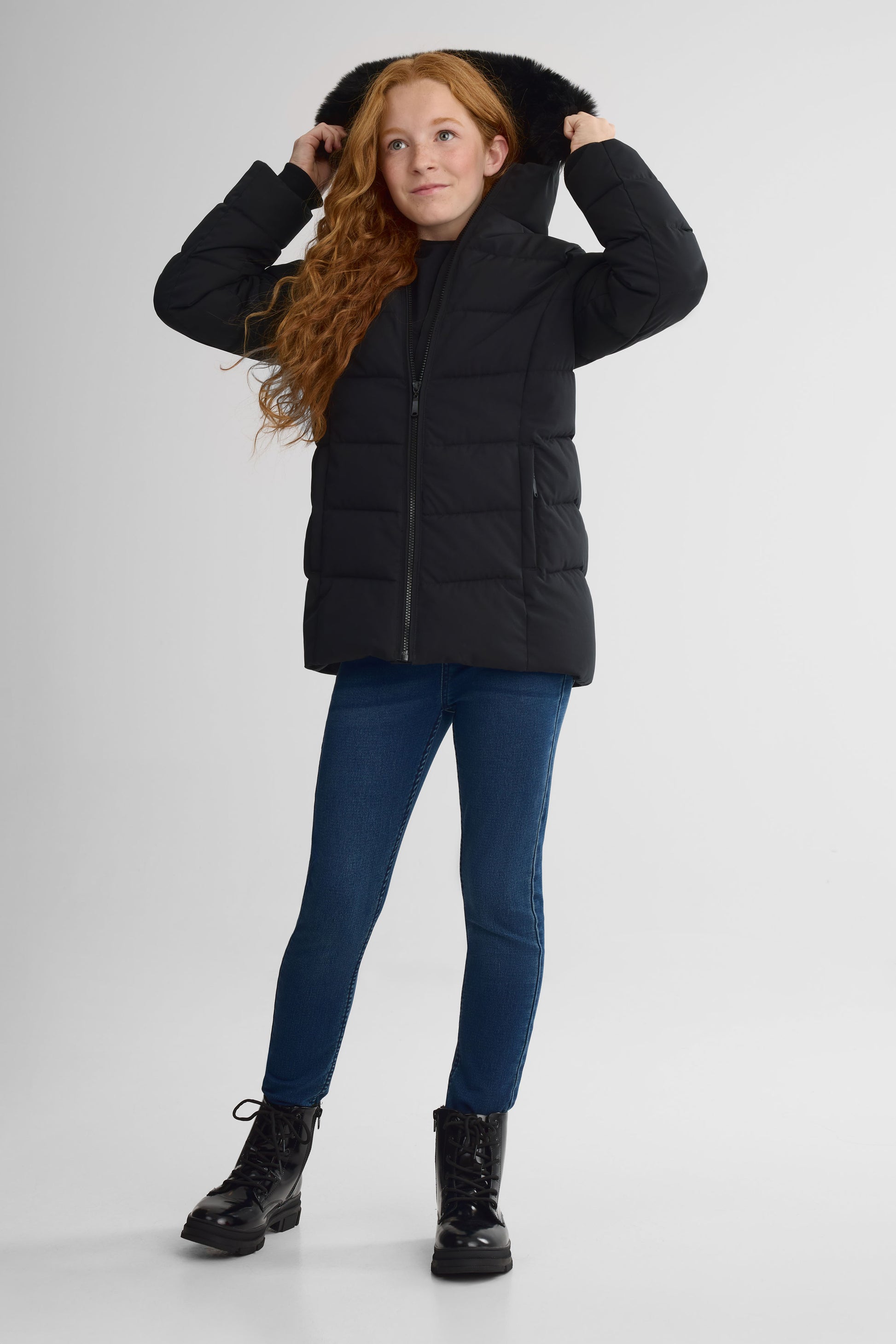 Manteau parka isolé - Ado fille && NOIR