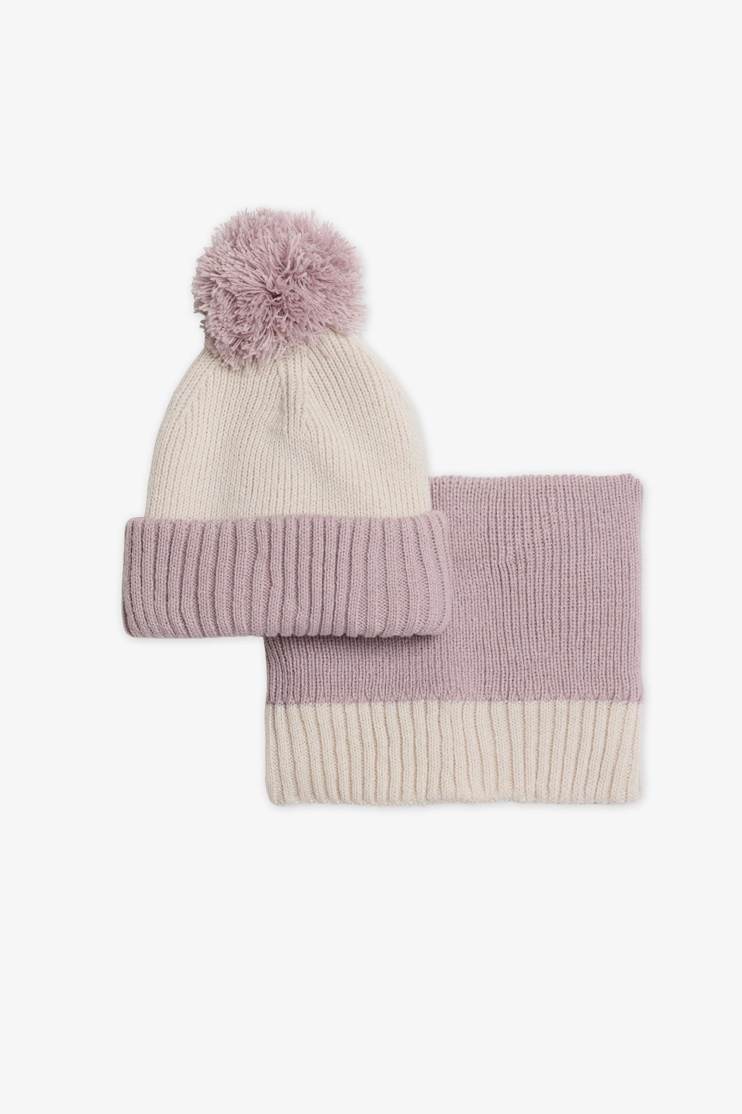 Tuque tricot double épaisseur avec tube - Ado fille && BEIGE