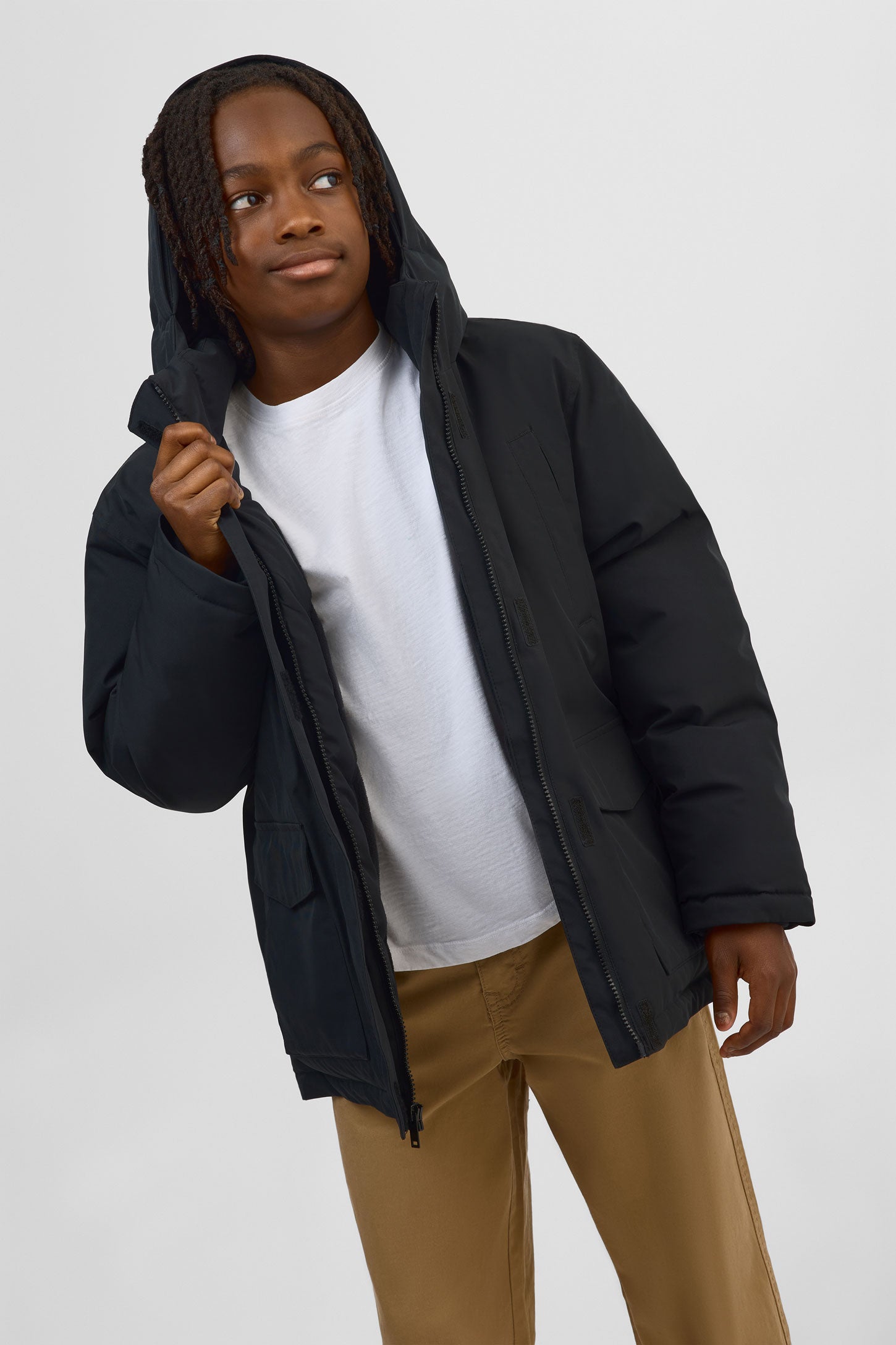 Parka isolé avec capuchon - Ado garçon && NOIR