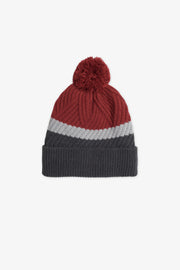 Tuque en tricot à revers avec pompon - Ado garçon && ROUGE
