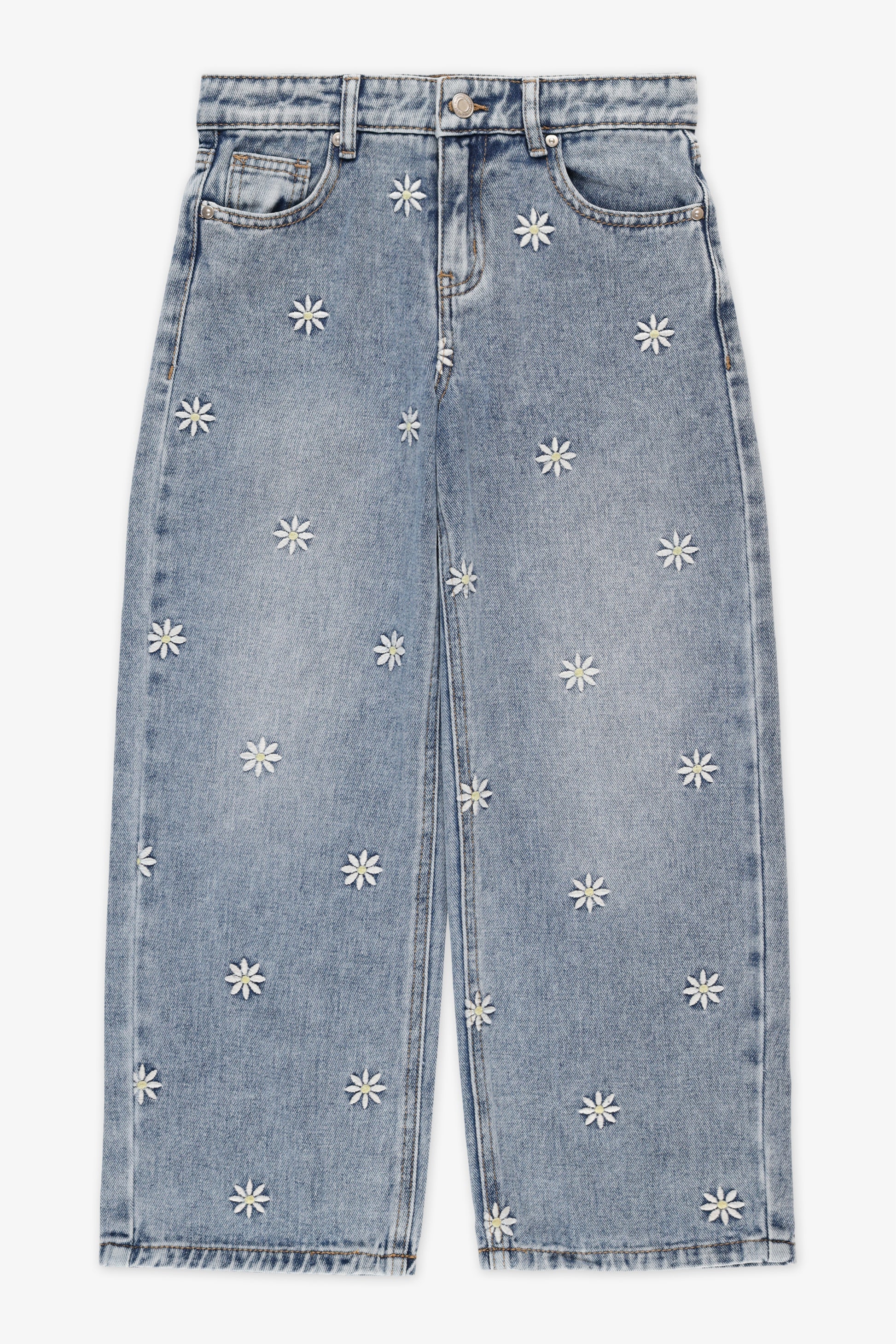 Pantalon en denim à jambes larges – Femme && DENIM MOYEN