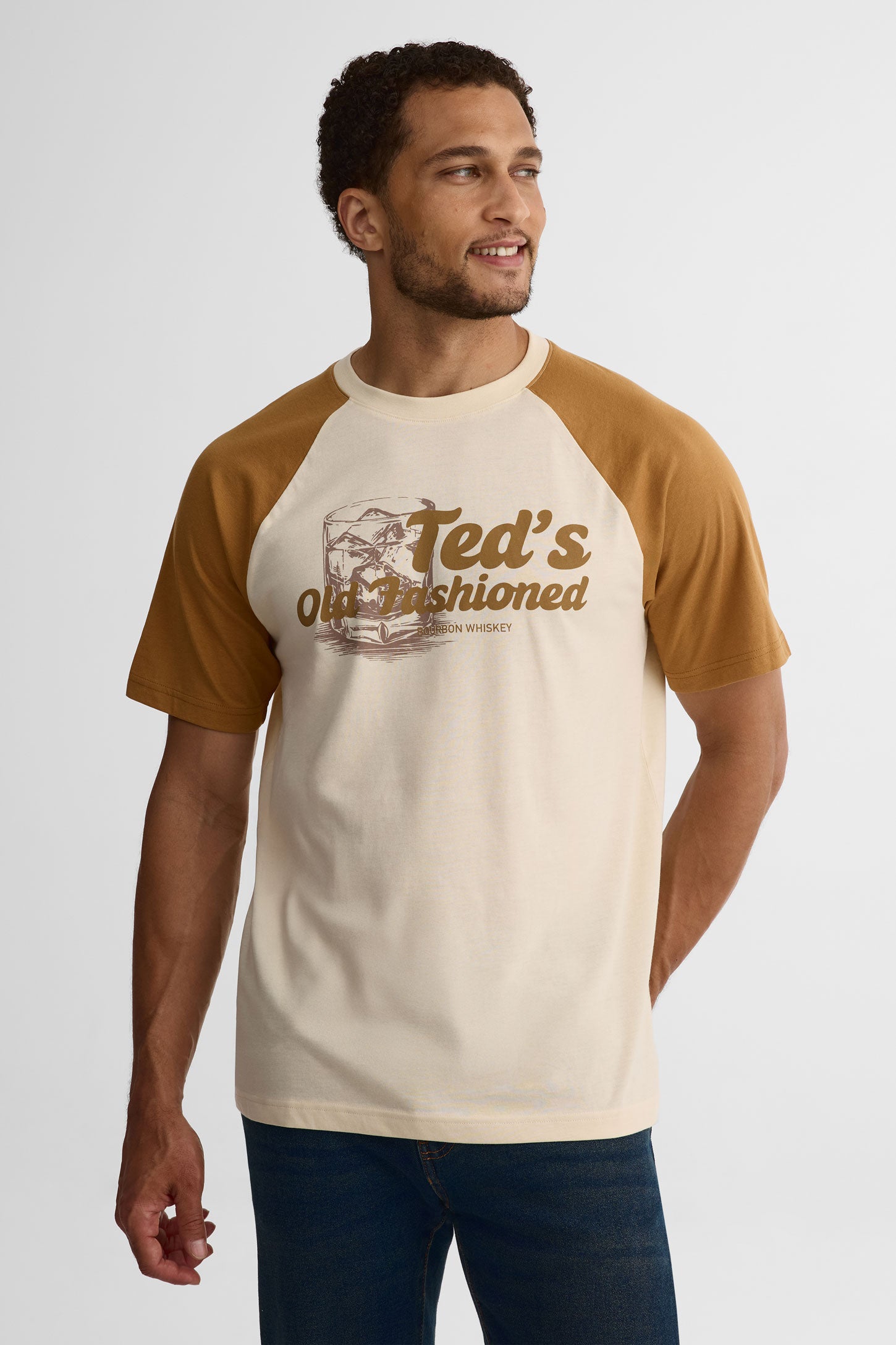 T-shirt col rond coton, 2/30$ - Homme && BEIGE/MULTI
