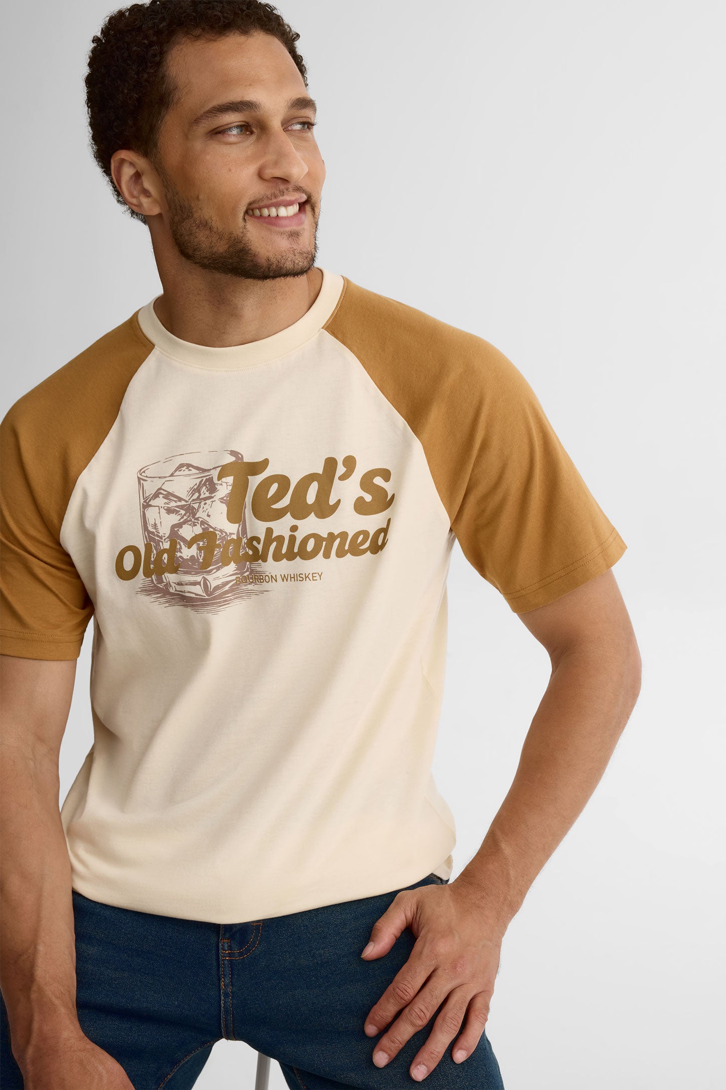 T-shirt col rond coton, 2/30$ - Homme && BEIGE/MULTI