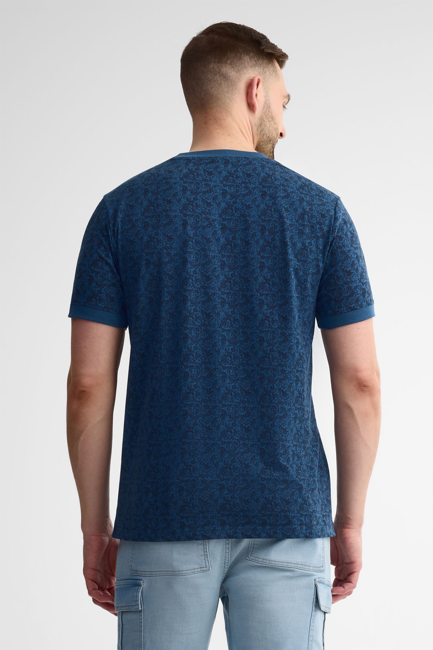 T-shirt col rond coton, 2/30$ - Homme && BLEU MULTI