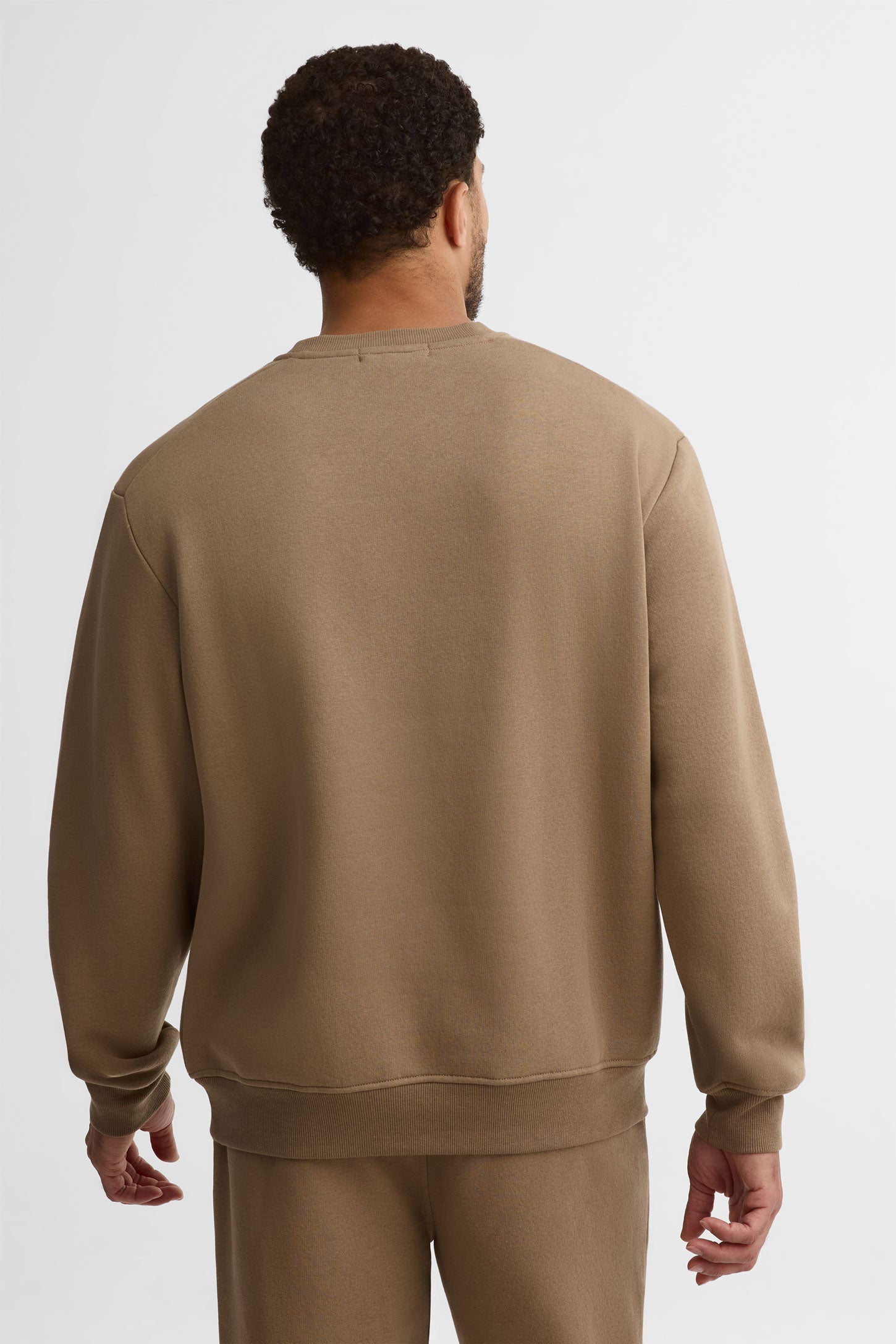 Chandail col rond coton ouaté - Homme && TAUPE