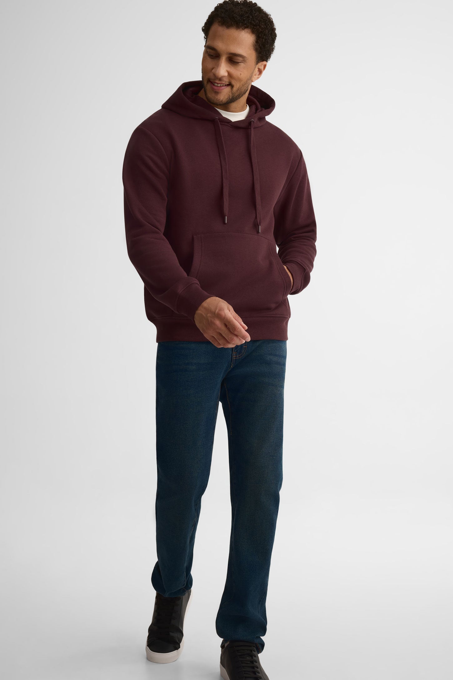 Chandail à capuchon coton ouaté - Homme && BRUN