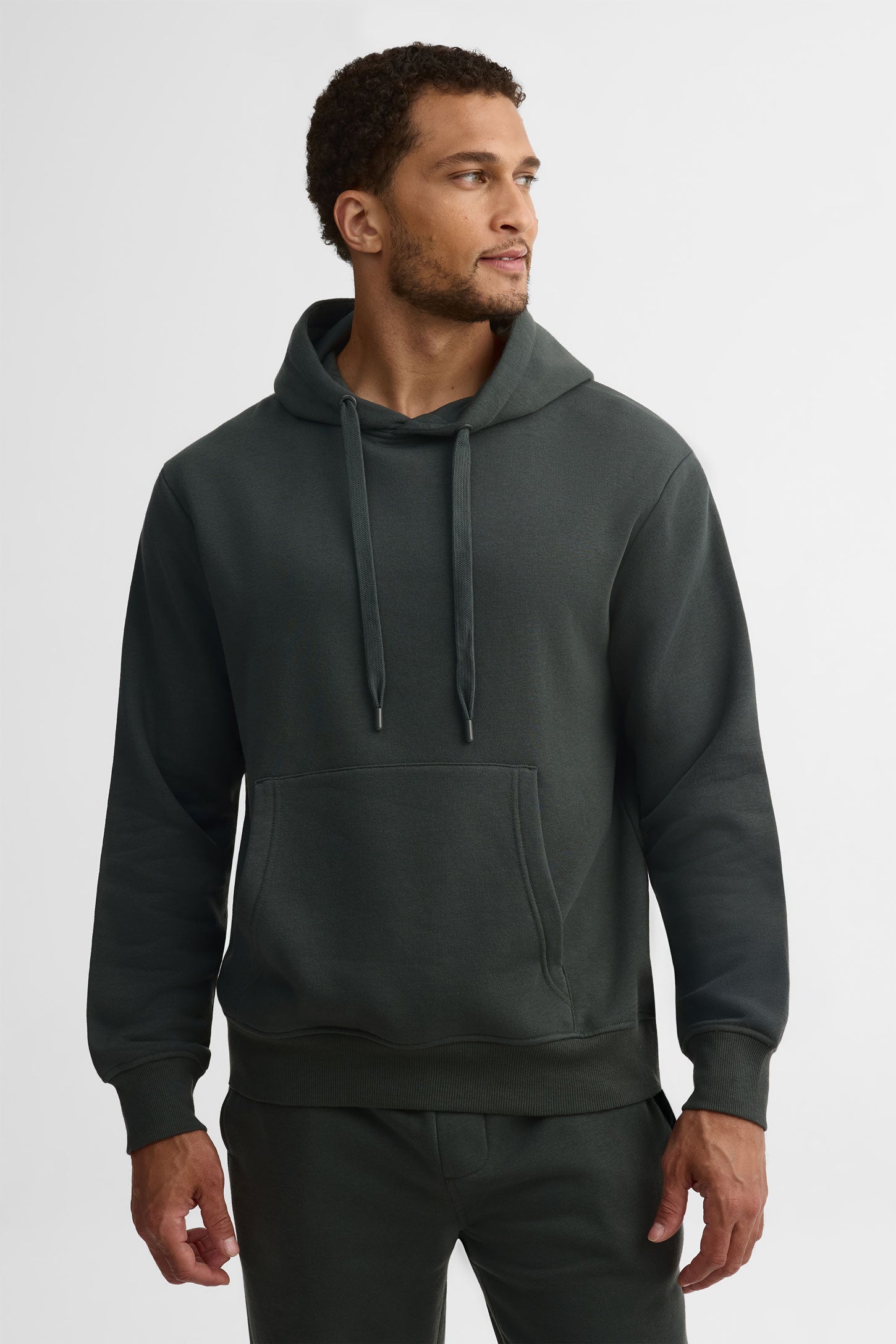 Chandail à capuchon coton ouaté - Homme && CHARBON