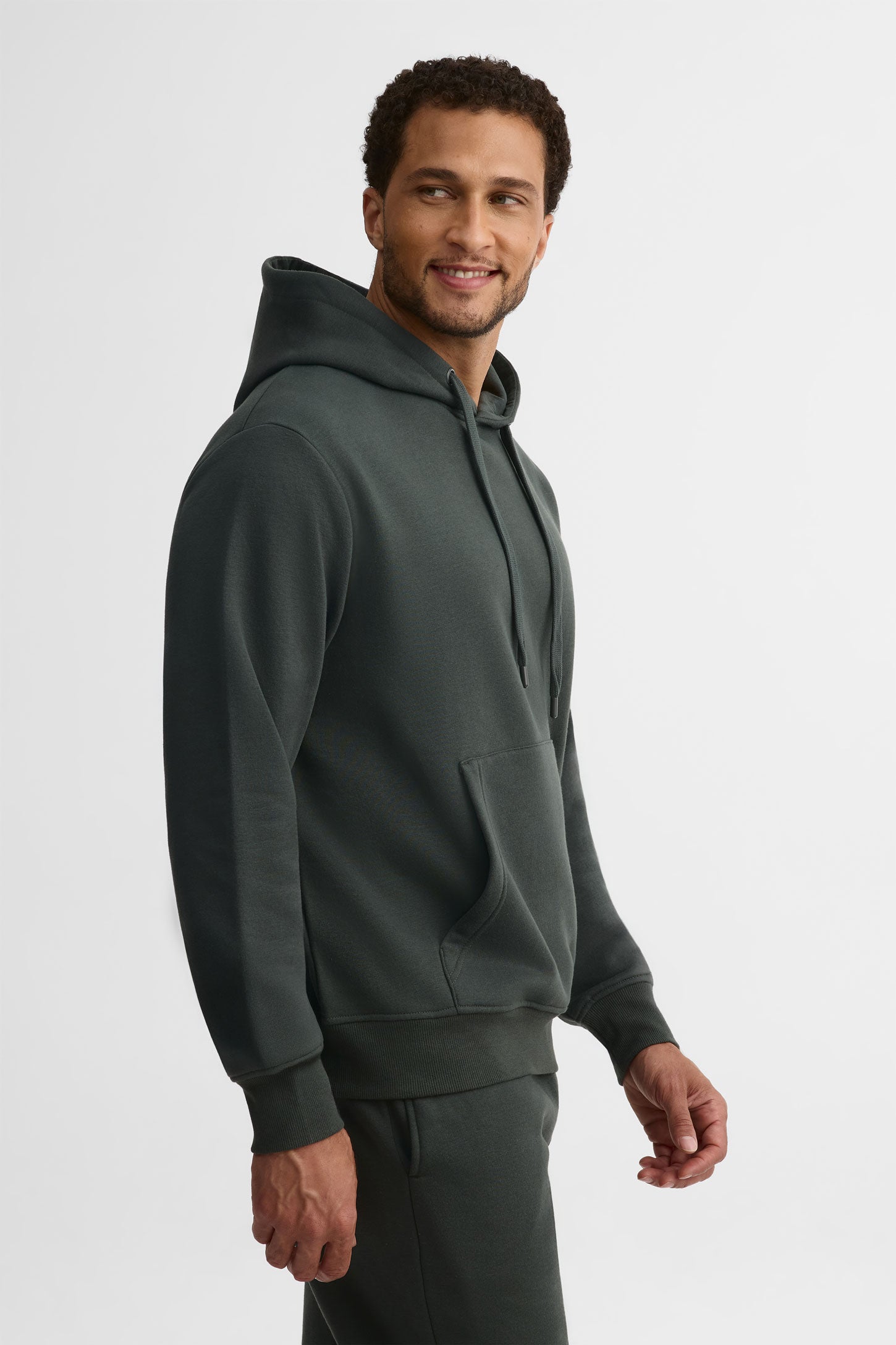 Chandail à capuchon coton ouaté - Homme && CHARBON