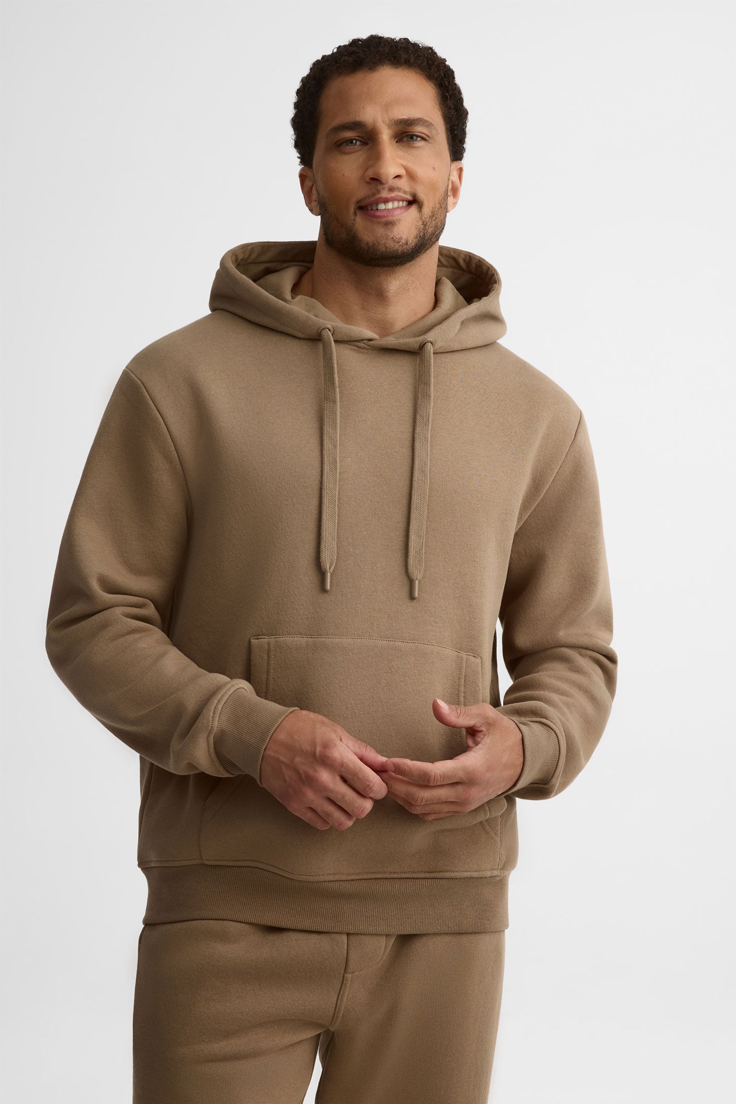 Chandail à capuchon coton ouaté - Homme && TAUPE