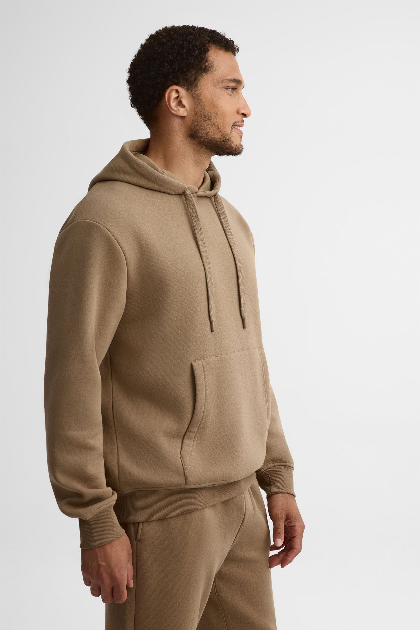 Chandail à capuchon coton ouaté - Homme && TAUPE