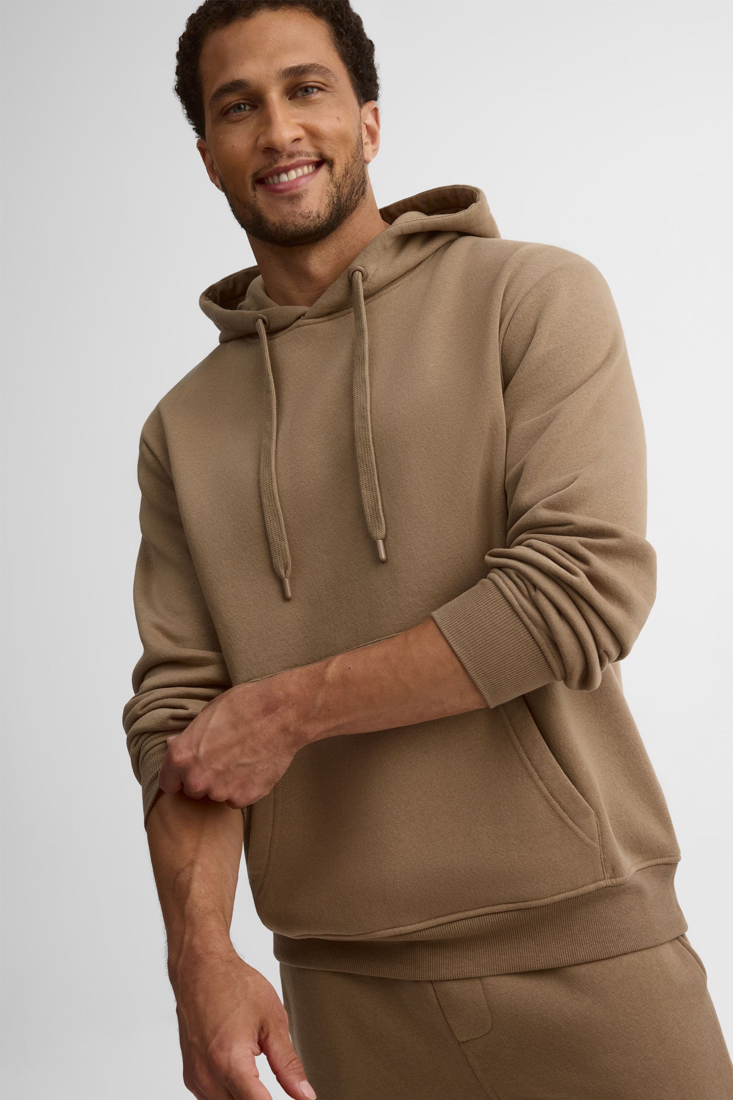 Chandail à capuchon coton ouaté - Homme && TAUPE
