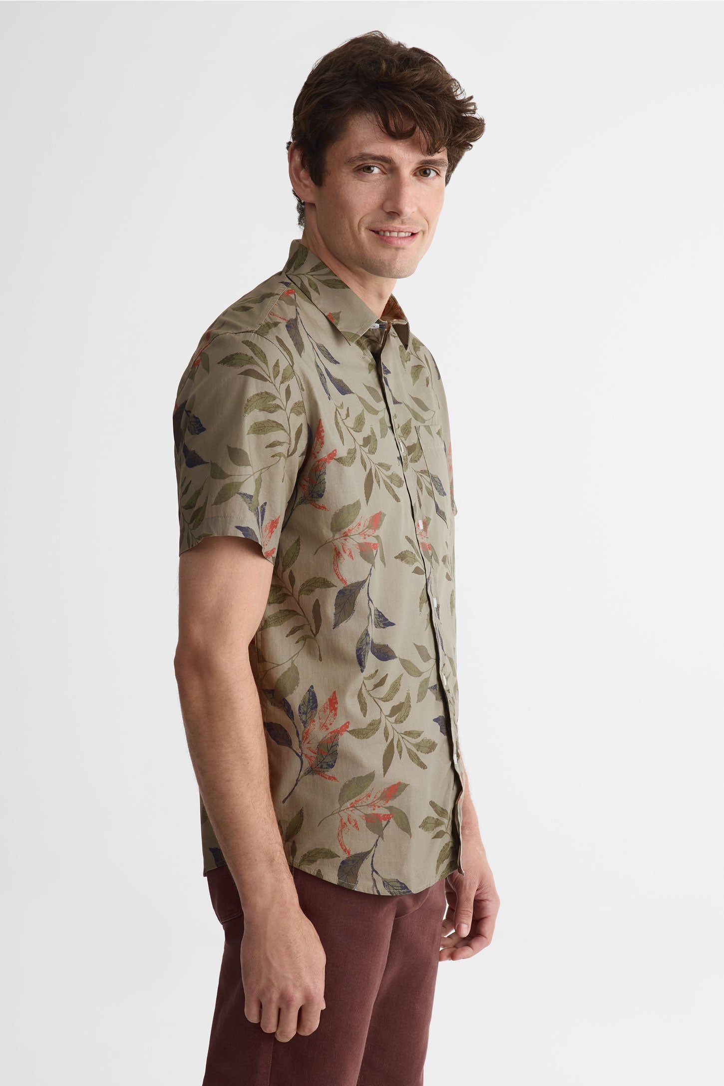 Chemise manches courtes popeline - Homme && KAKI/MULTI