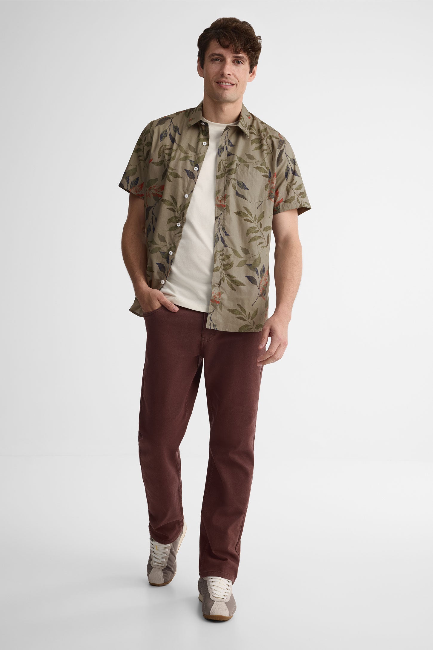 Chemise manches courtes popeline - Homme && KAKI/MULTI