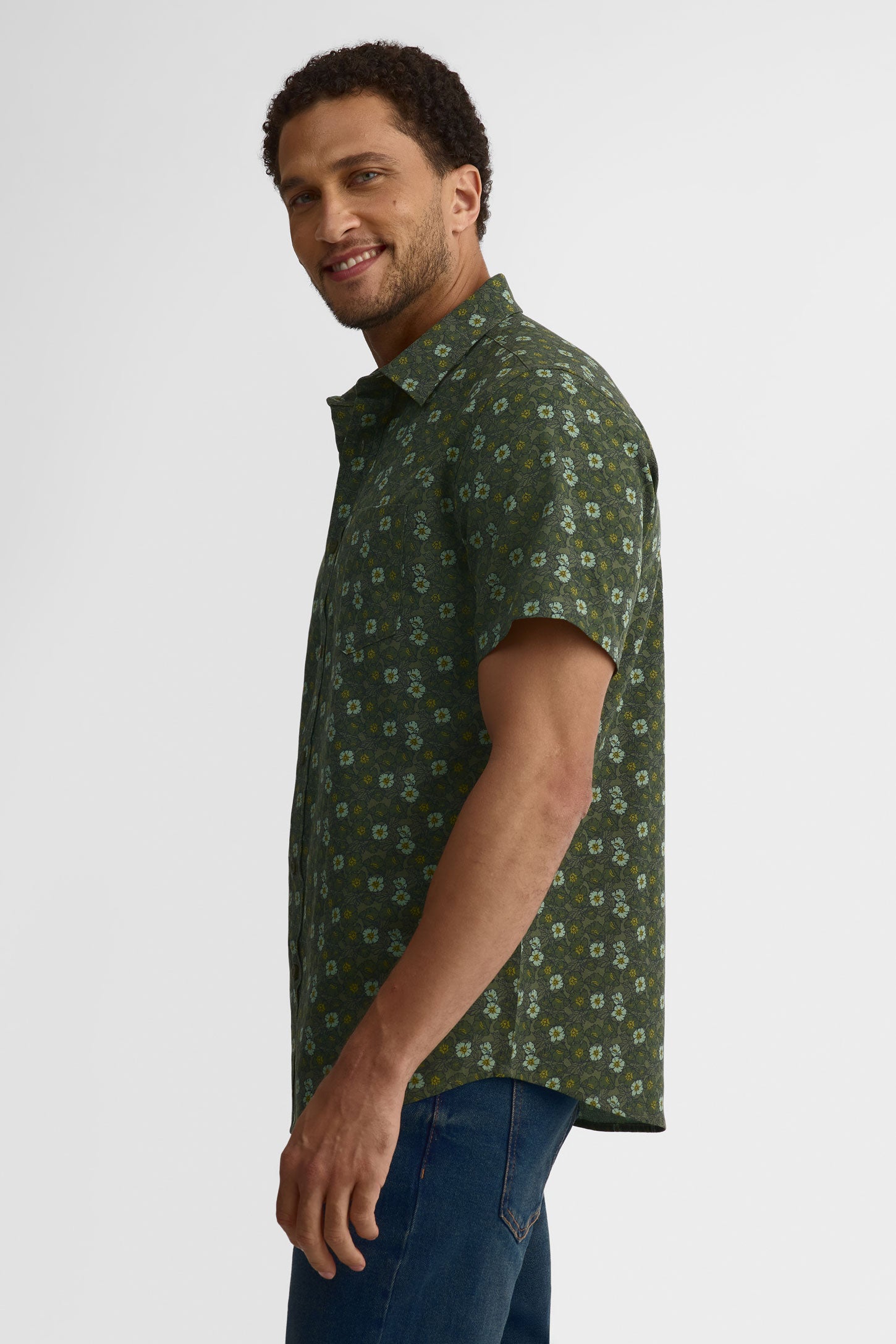 Chemise manches courtes Oxford - Homme && KAKI/MULTI