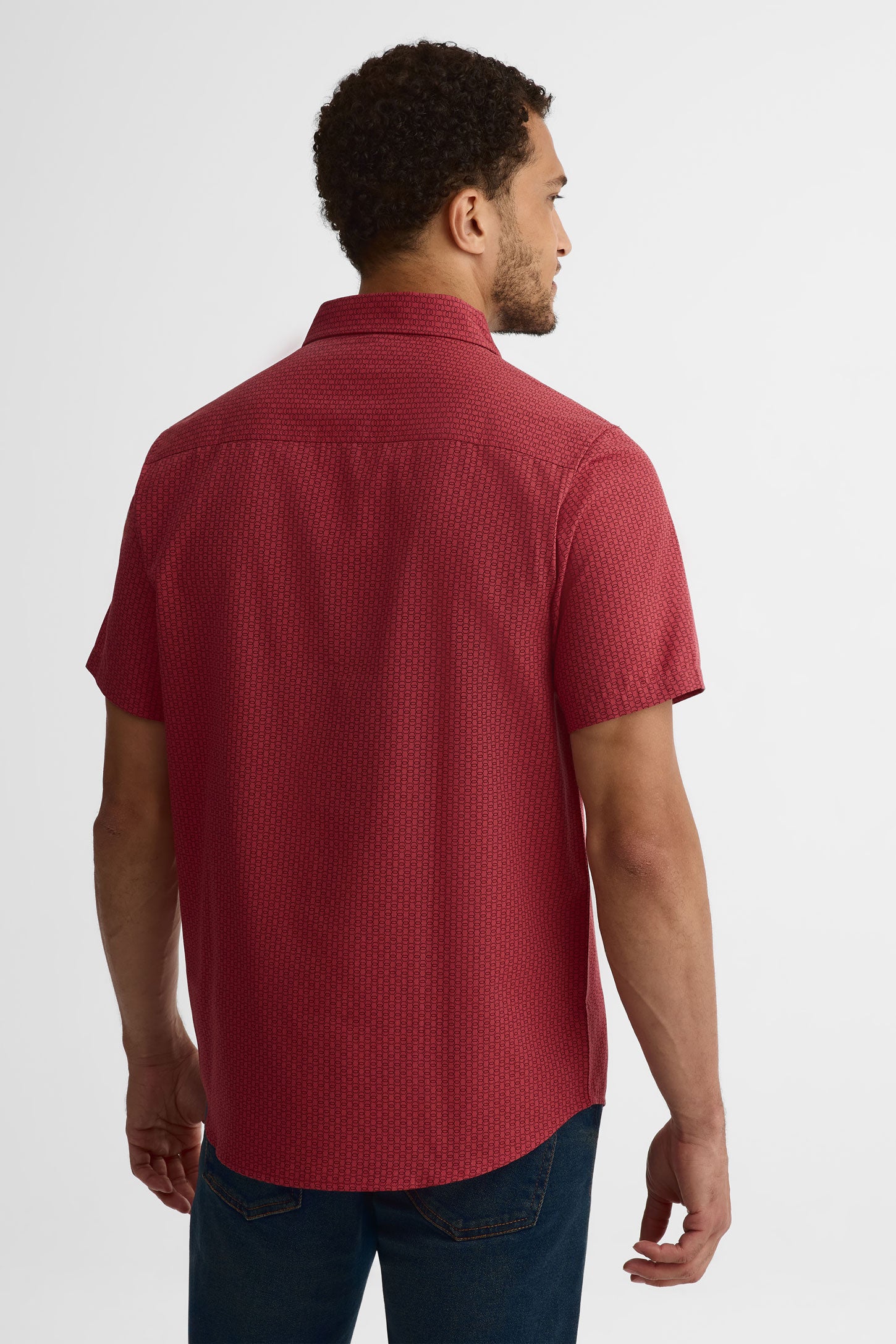 Chemise manches courtes Oxford - Homme && ROUGE/MULTI