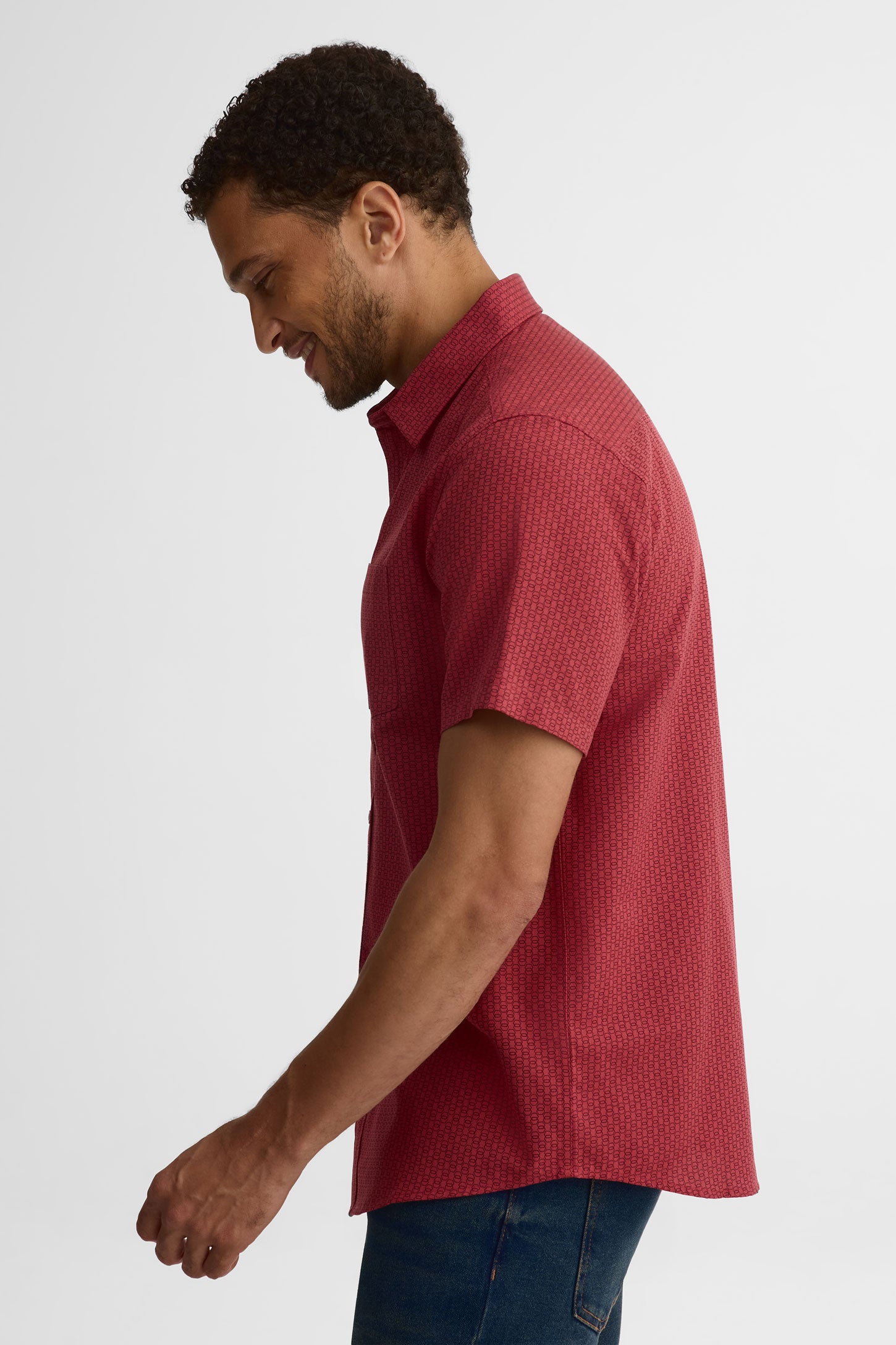 Chemise manches courtes Oxford - Homme && ROUGE/MULTI