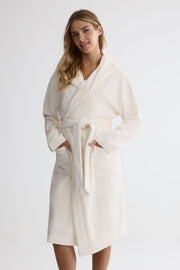 Robe de chambre à capuchon – Femme && BLANC CASSÉ