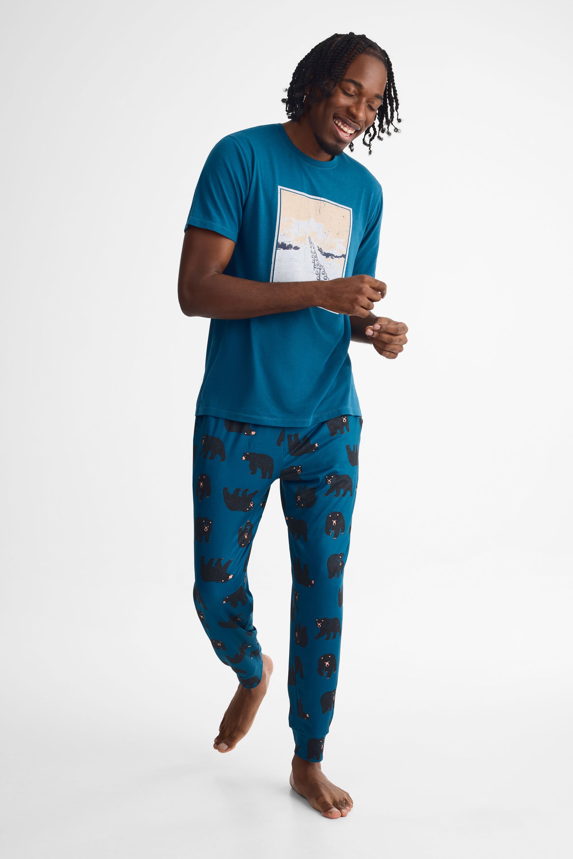 Pantalon pyjama imprimé 2/40$ && BLEU MARINE MUL