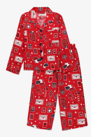 Ensemble 2 pièces, chemise et pantalon - Enfant fille && ROUGE/MULTI